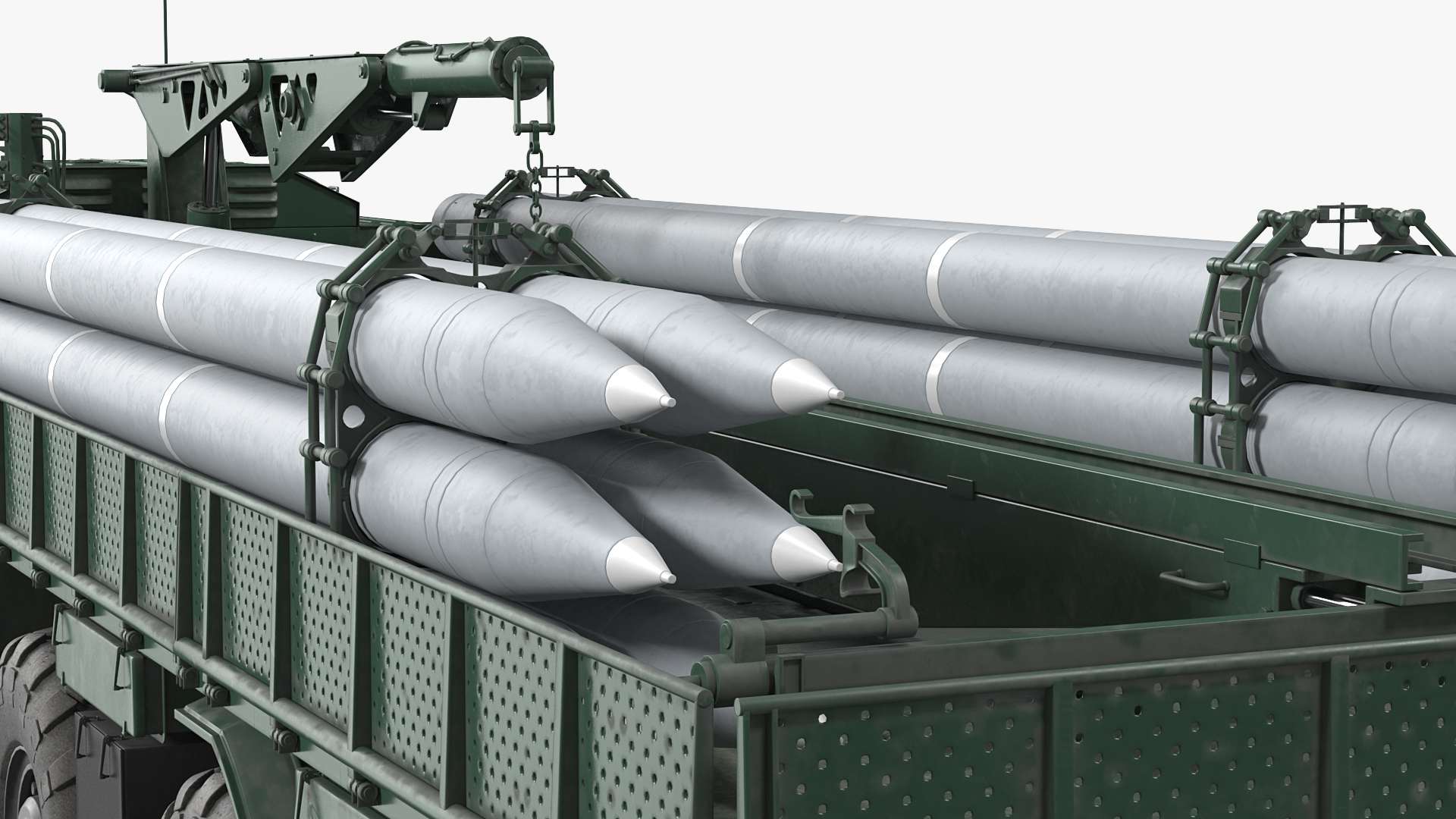 9T234 Smerch Transporter Loader with Spare Rockets Rigged 3D