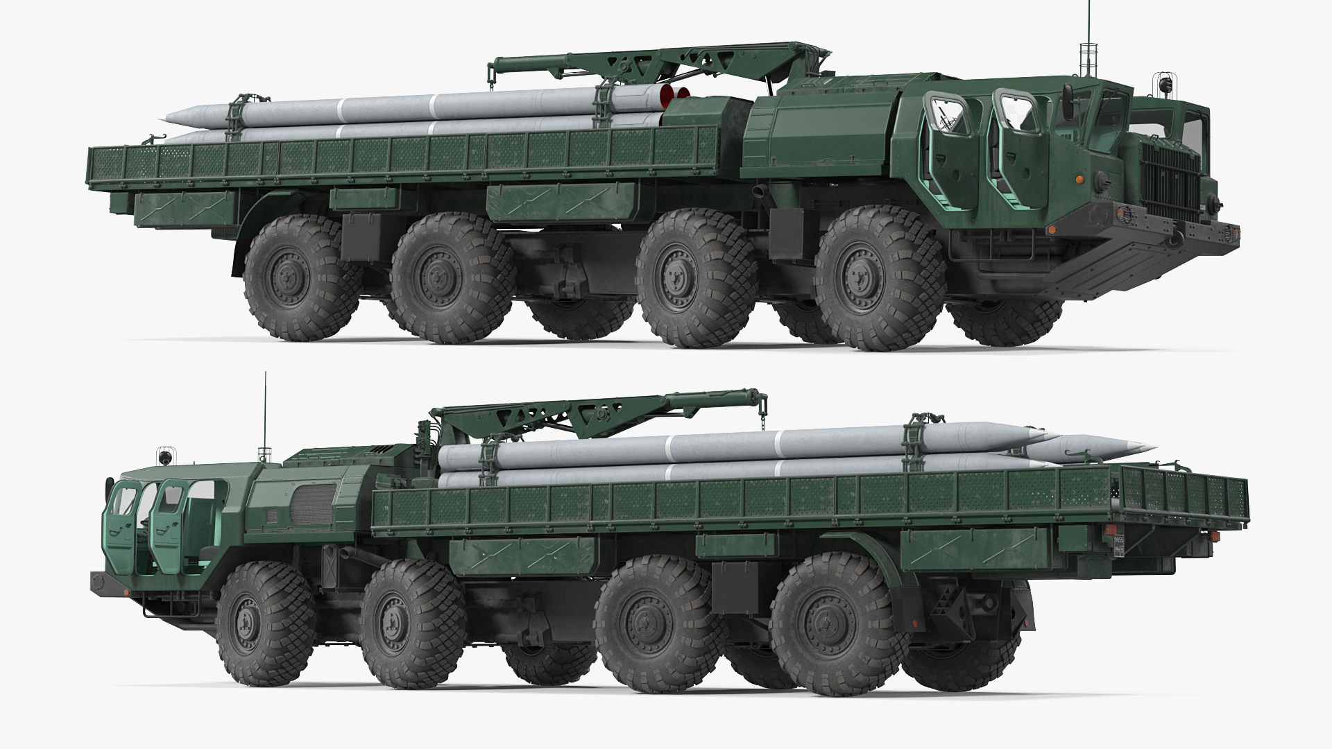 9T234 Smerch Transporter Loader with Spare Rockets Rigged 3D