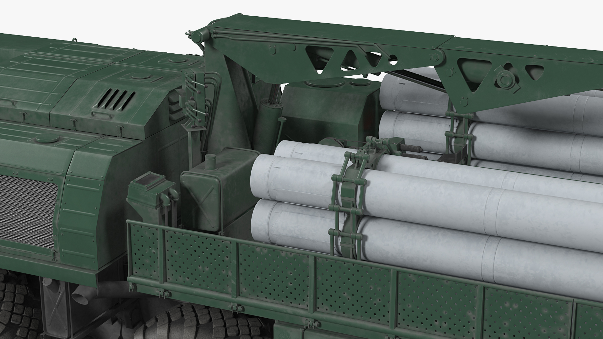 9T234 Smerch Transporter Loader with Spare Rockets Rigged 3D
