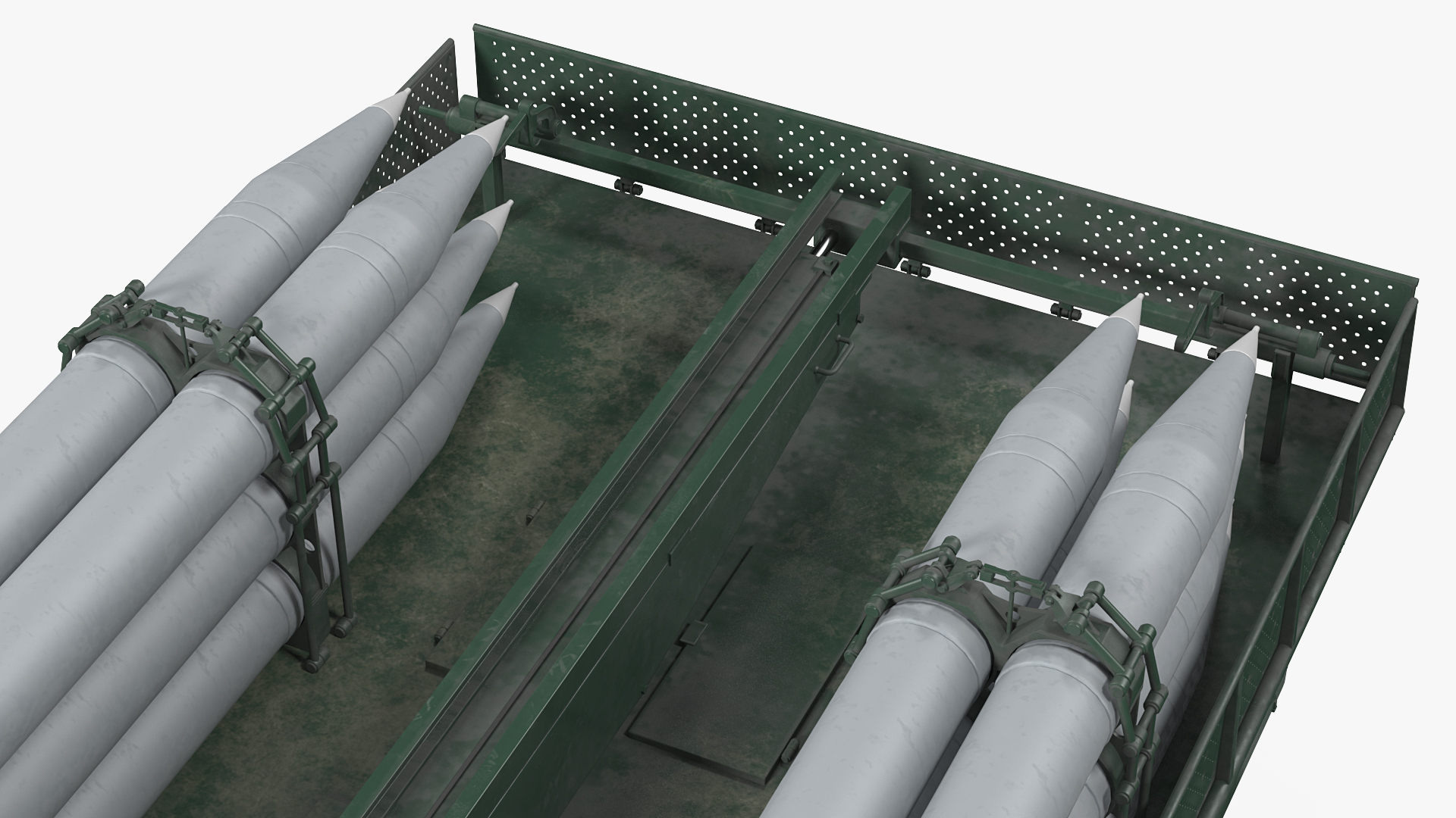 9T234 Smerch Transporter Loader with Spare Rockets Rigged 3D