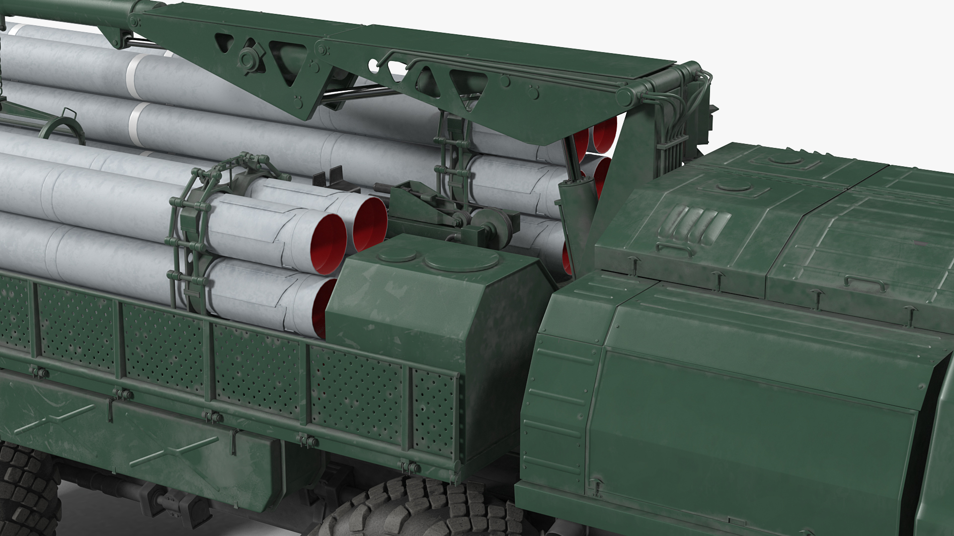 9T234 Smerch Transporter Loader with Spare Rockets Rigged 3D