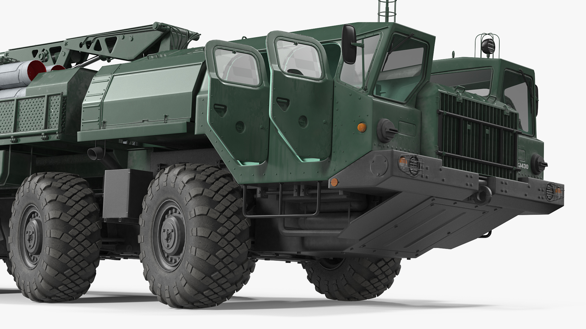 9T234 Smerch Transporter Loader with Spare Rockets Rigged 3D