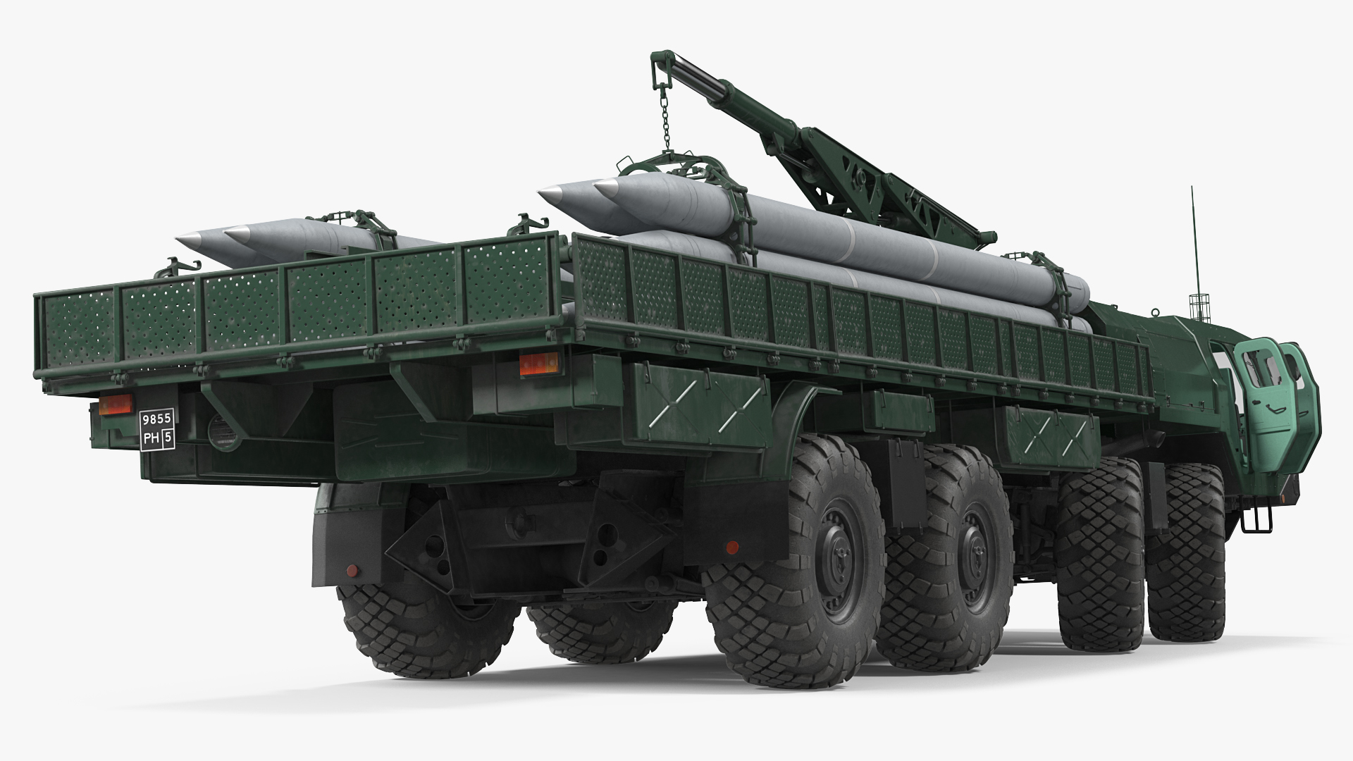 9T234 Smerch Transporter Loader with Spare Rockets Rigged 3D