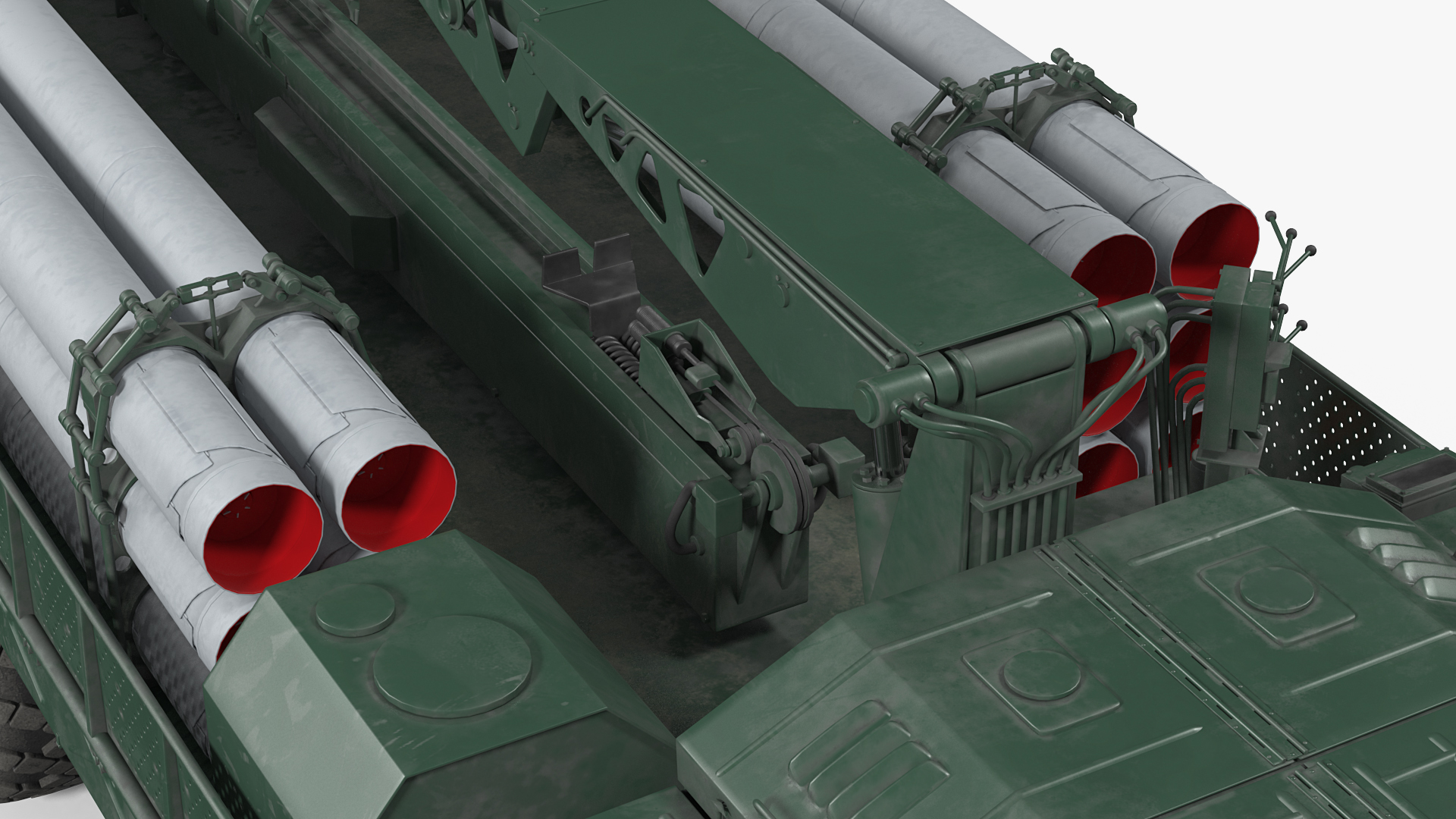 9T234 Smerch Transporter Loader with Spare Rockets Rigged 3D
