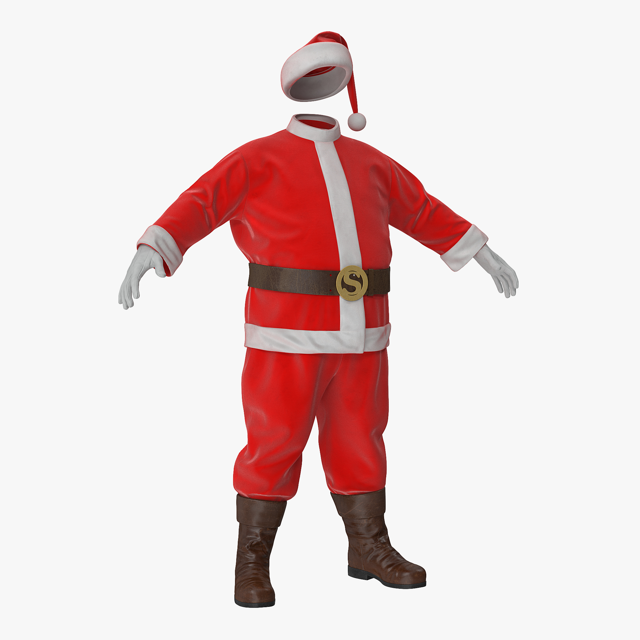 Santa Claus Costume 3D Model, view 3