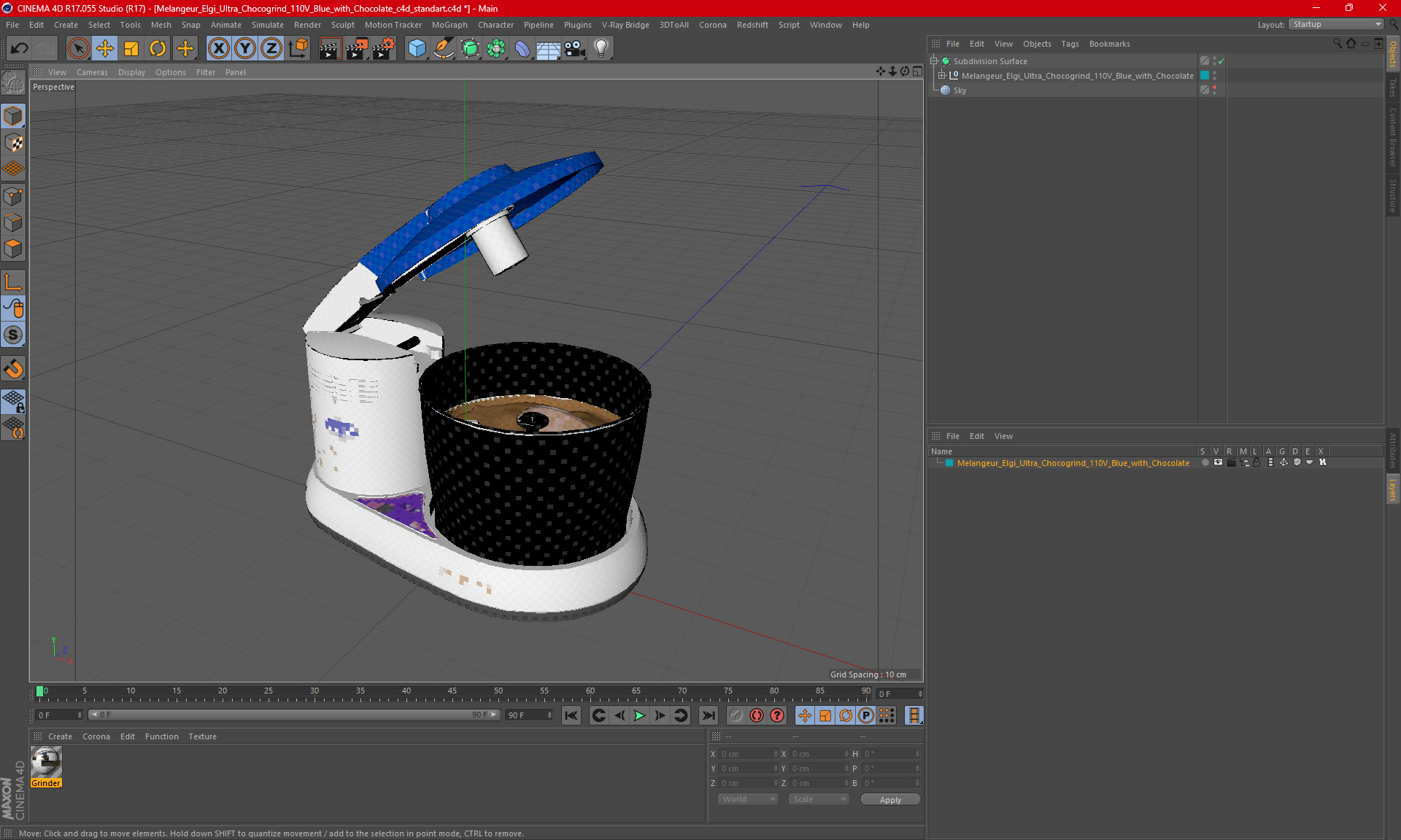 3D Melangeur Elgi Ultra Chocogrind 110V Blue with Chocolate
