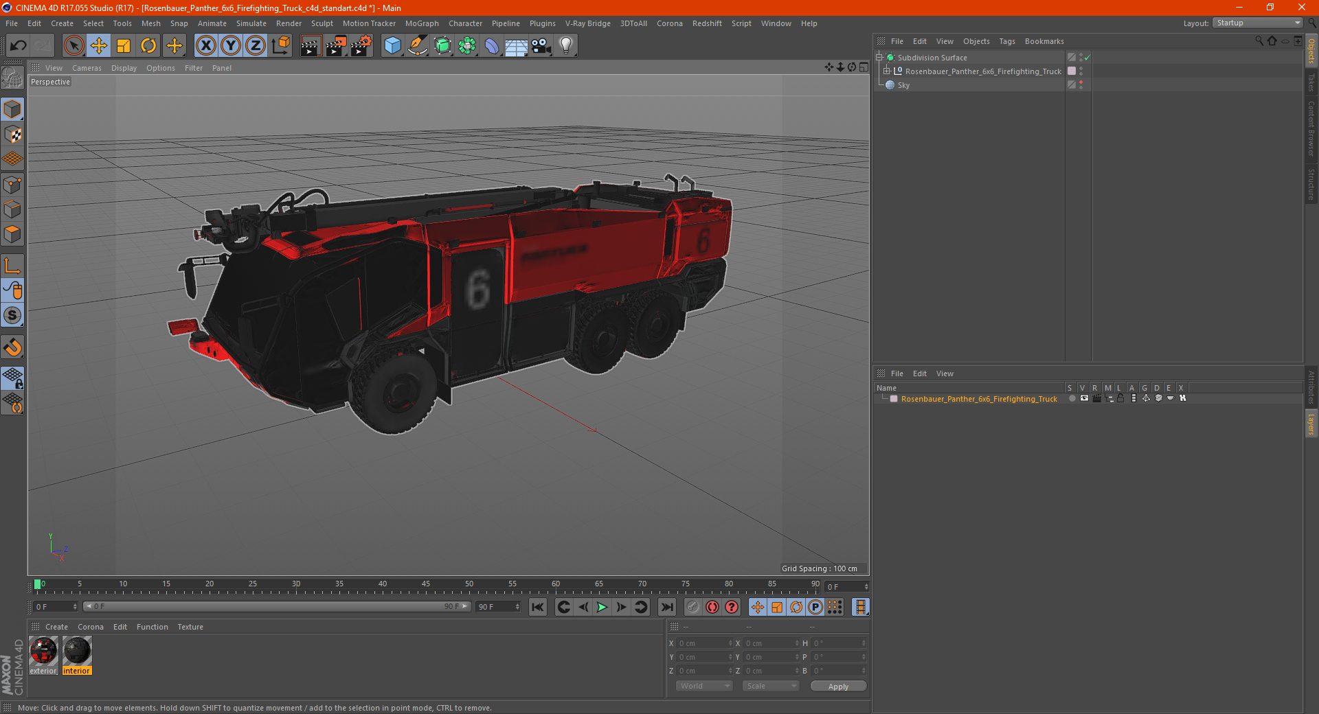 3D Rosenbauer Panther 6x6 Firefighting Truck