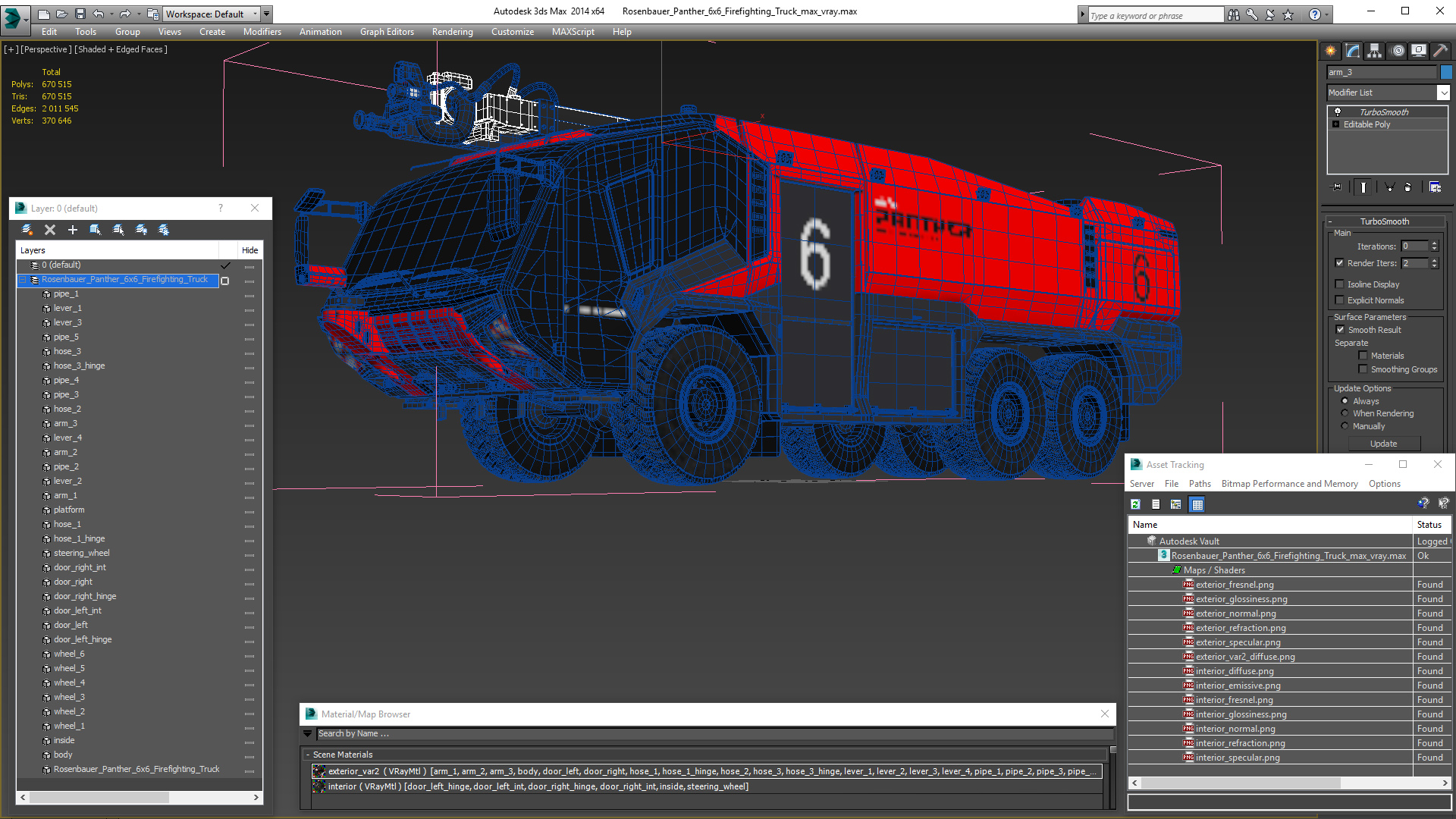 3D Rosenbauer Panther 6x6 Firefighting Truck