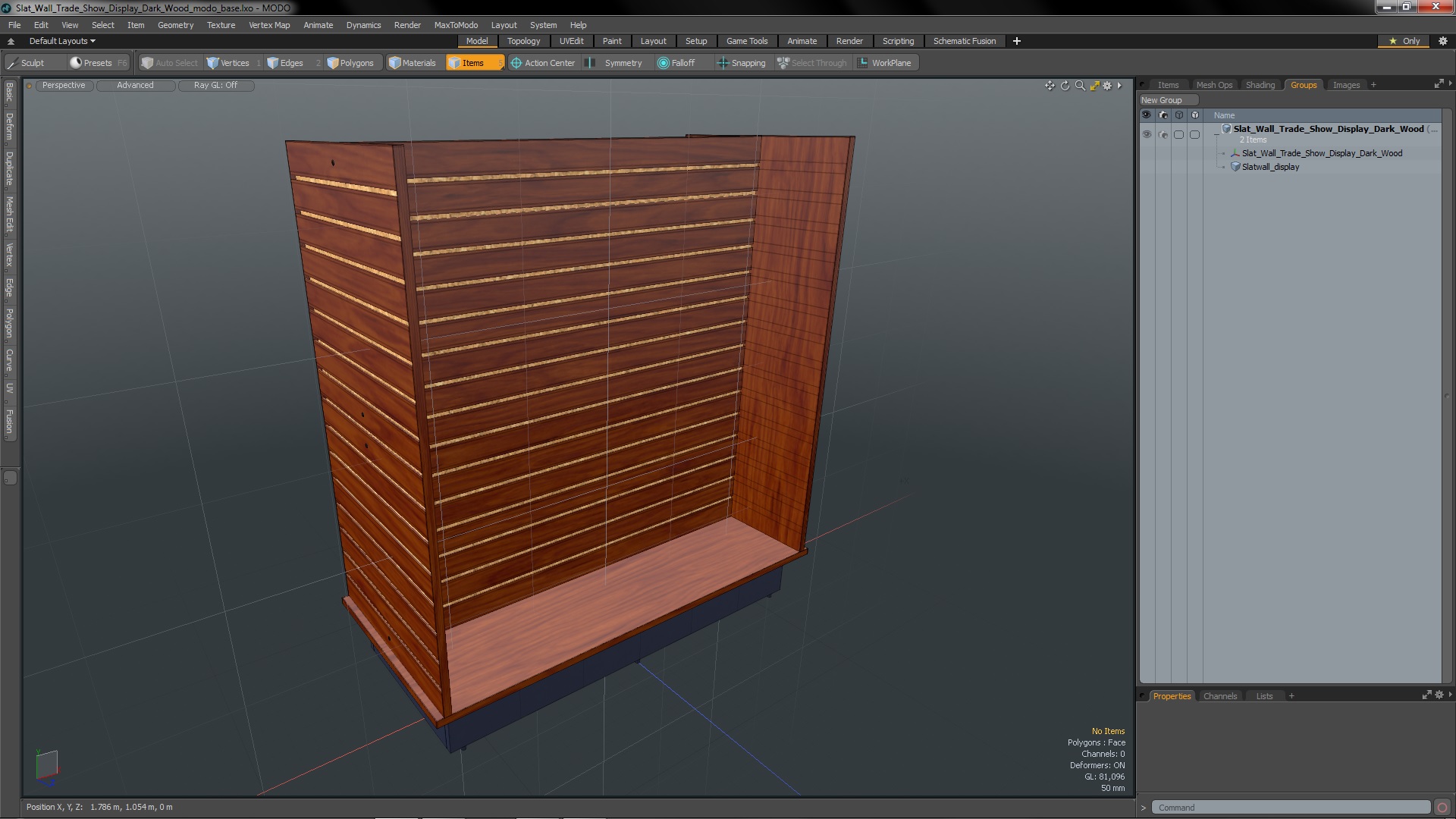 3D Slat Wall Trade Show Display Dark Wood model