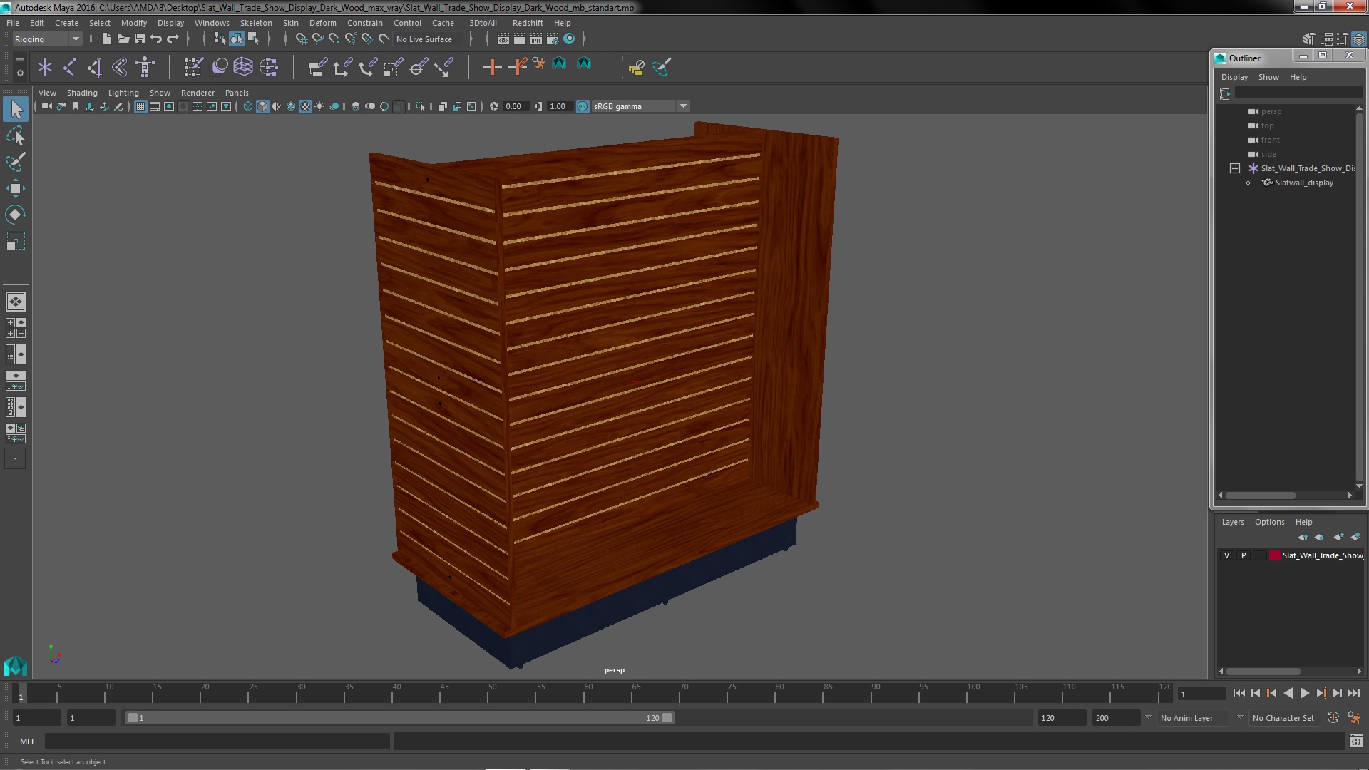 3D Slat Wall Trade Show Display Dark Wood model