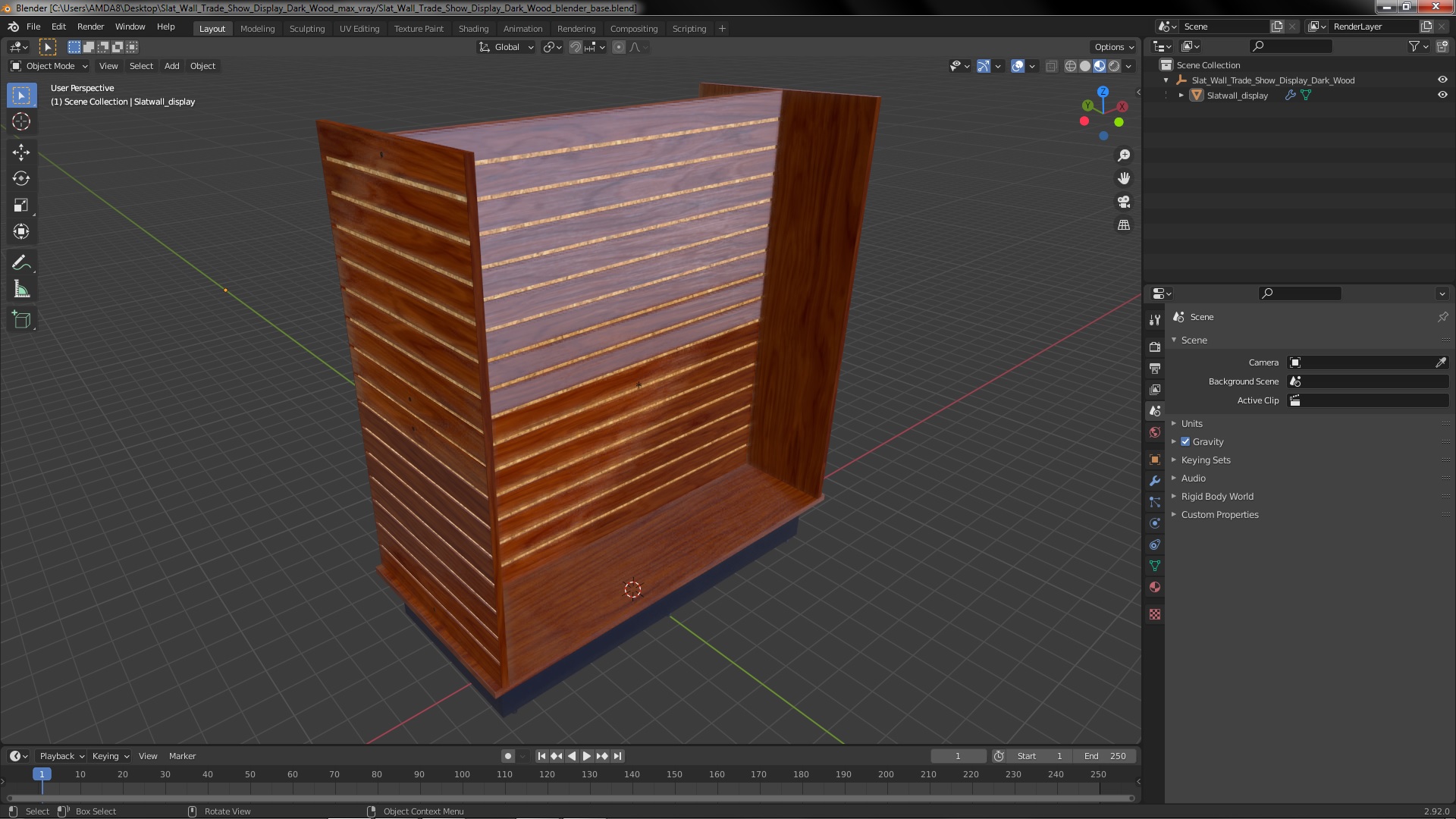 3D Slat Wall Trade Show Display Dark Wood model