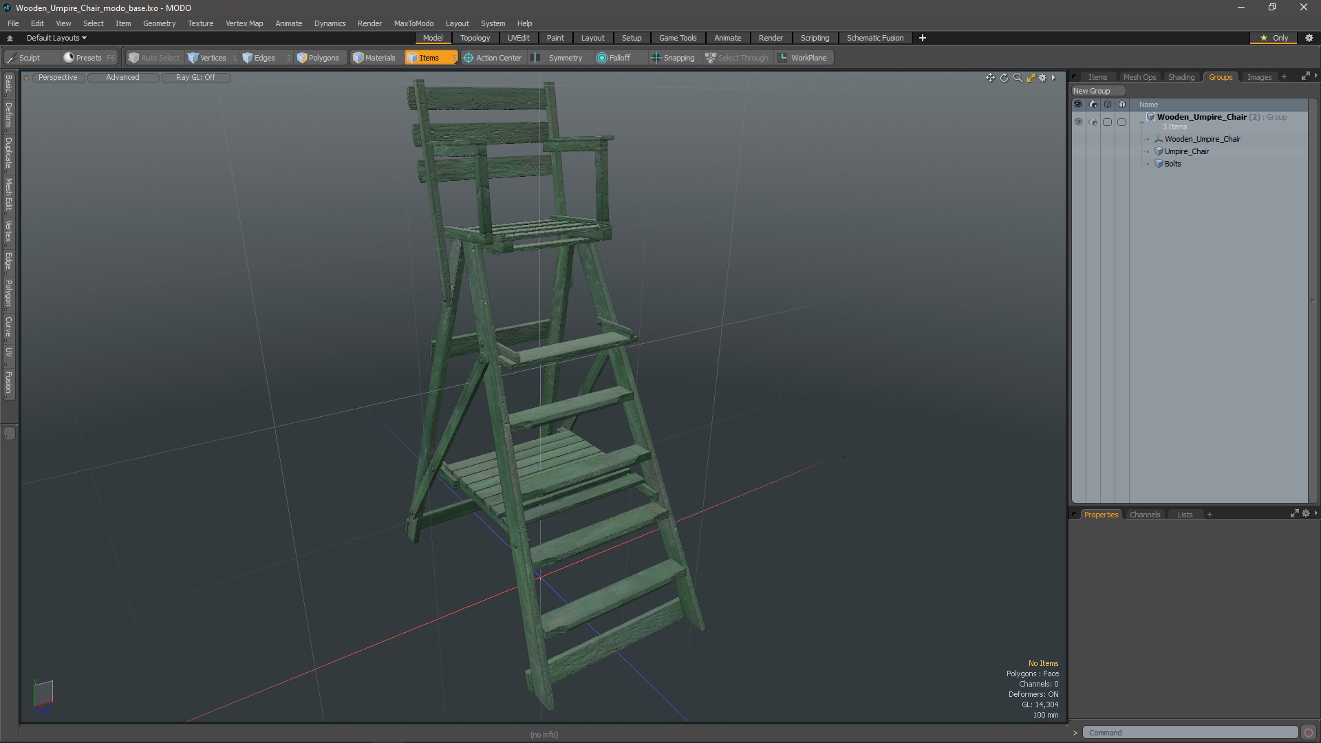 Wooden Umpire Chair 3D model