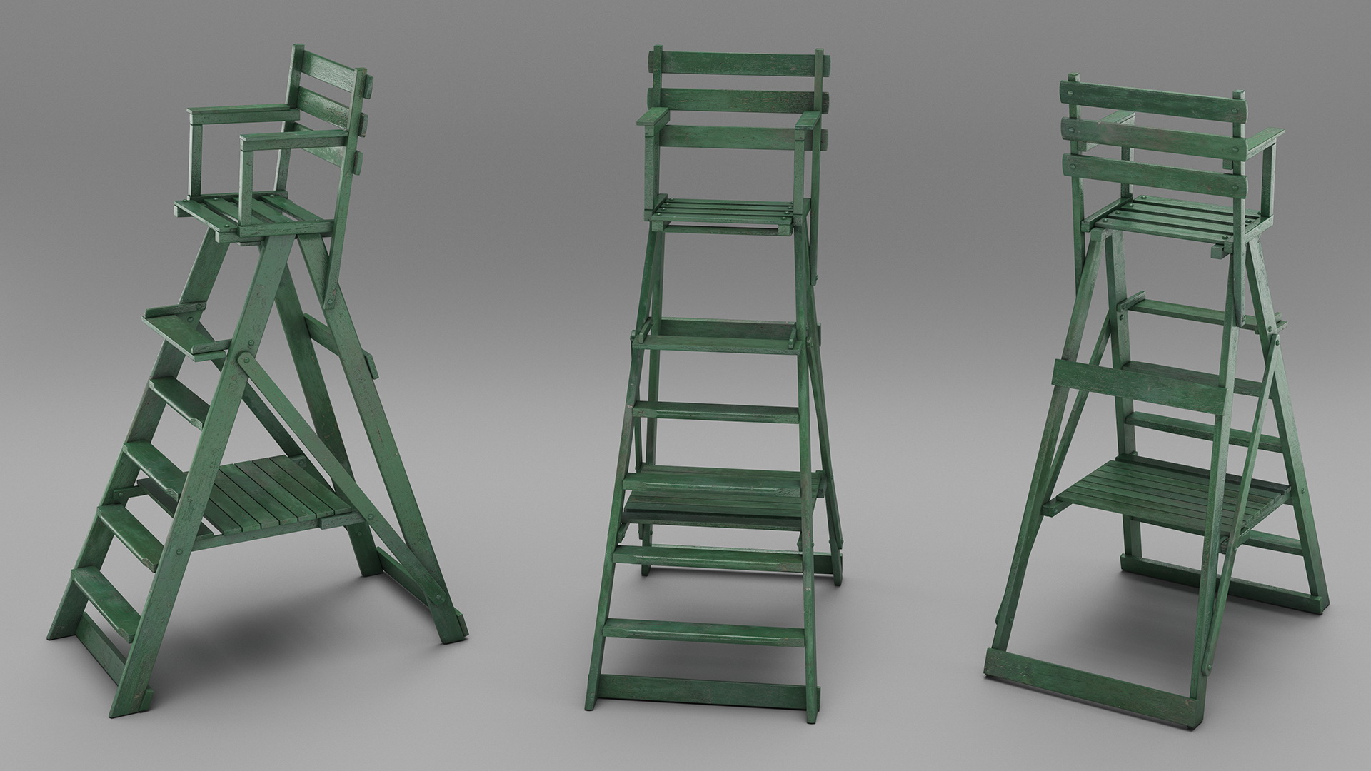 Wooden Umpire Chair 3D model
