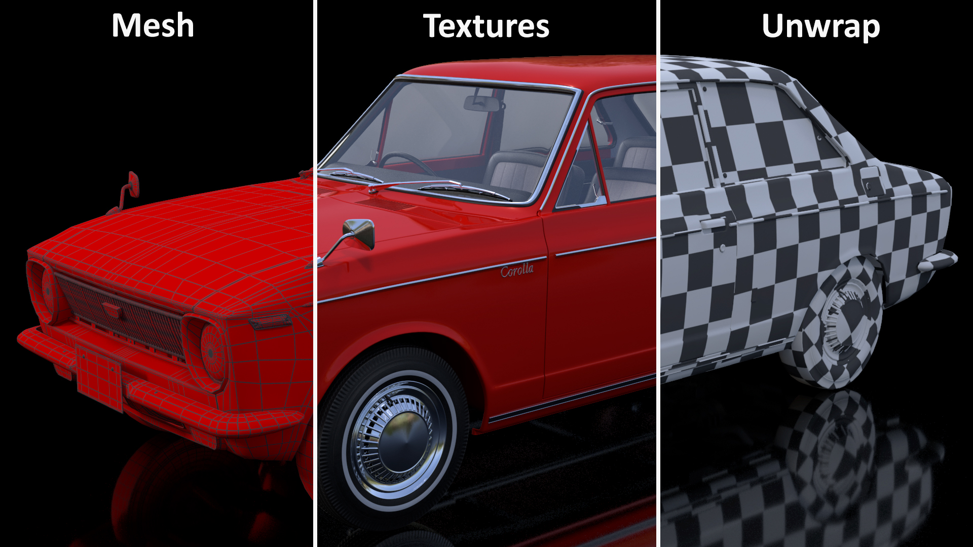Japan Classic Sedan Toyota Corolla E10 1966 Red 3D