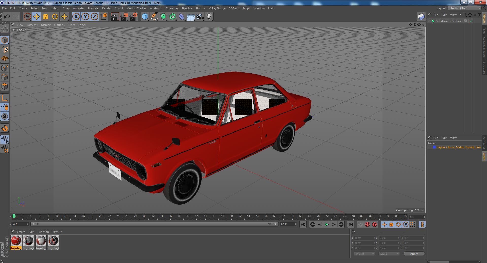 Japan Classic Sedan Toyota Corolla E10 1966 Red 3D