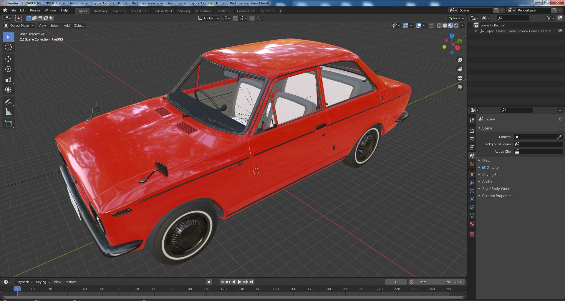 Japan Classic Sedan Toyota Corolla E10 1966 Red 3D