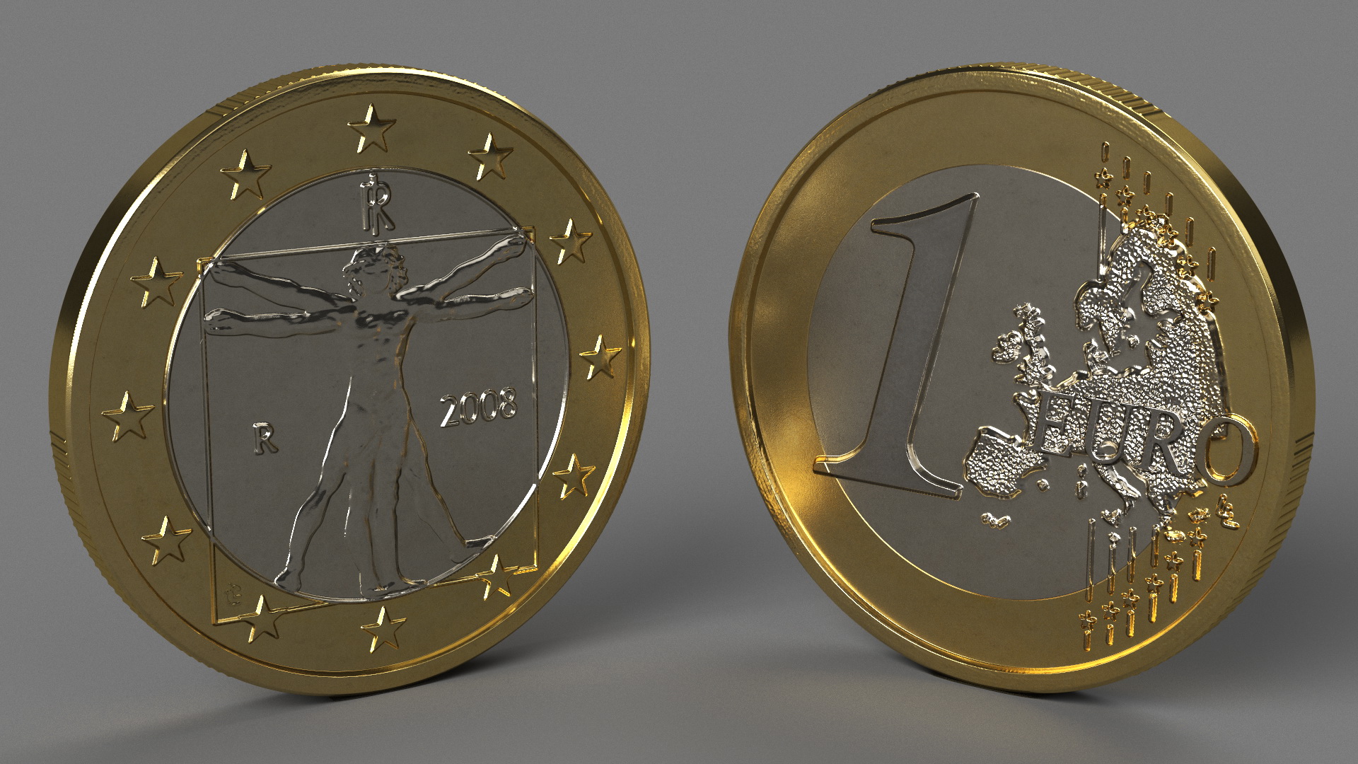 Italian 1 Euro Coin 3D model