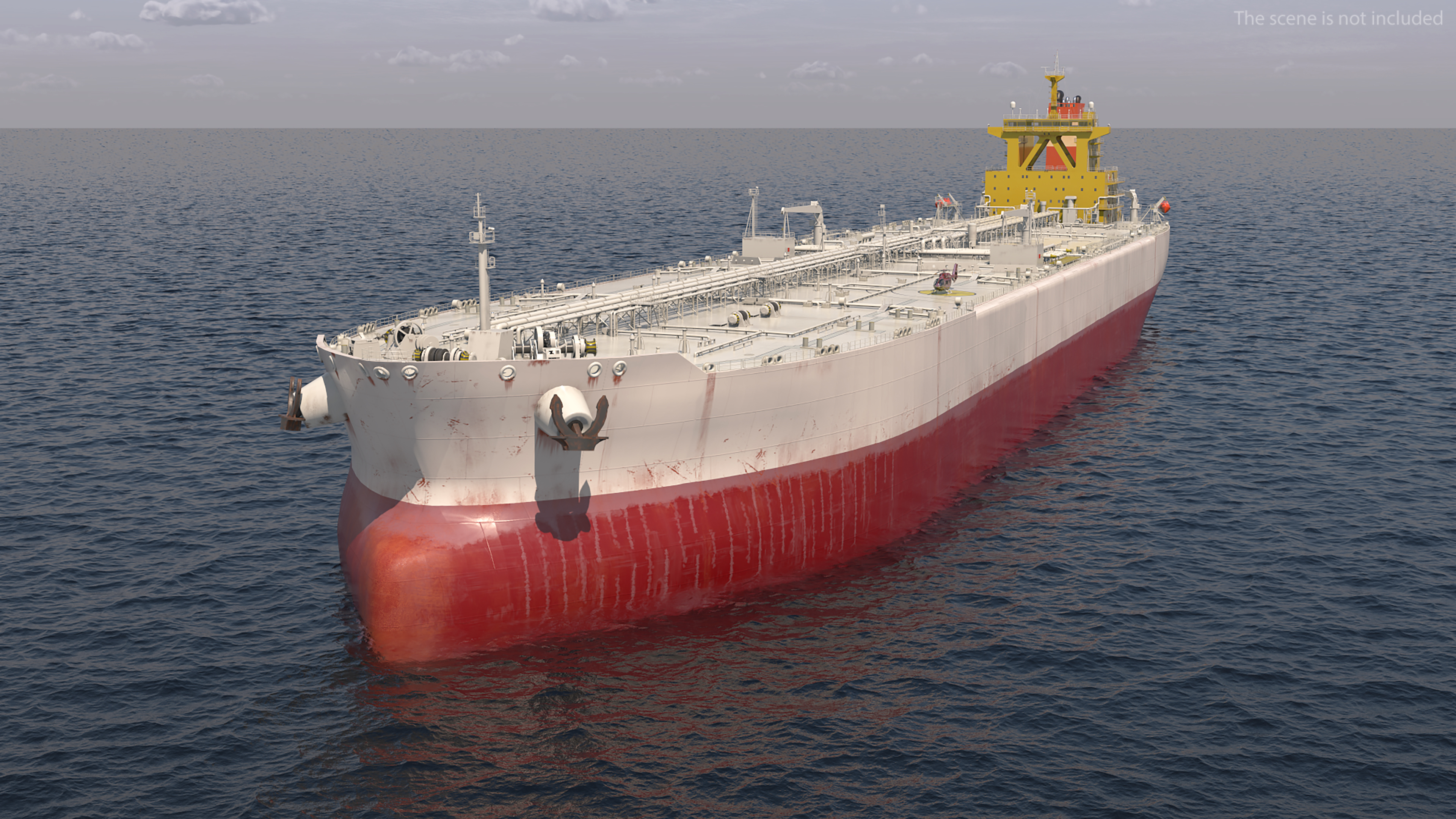 Cargo Oil Supertanker with Helicopter 3D