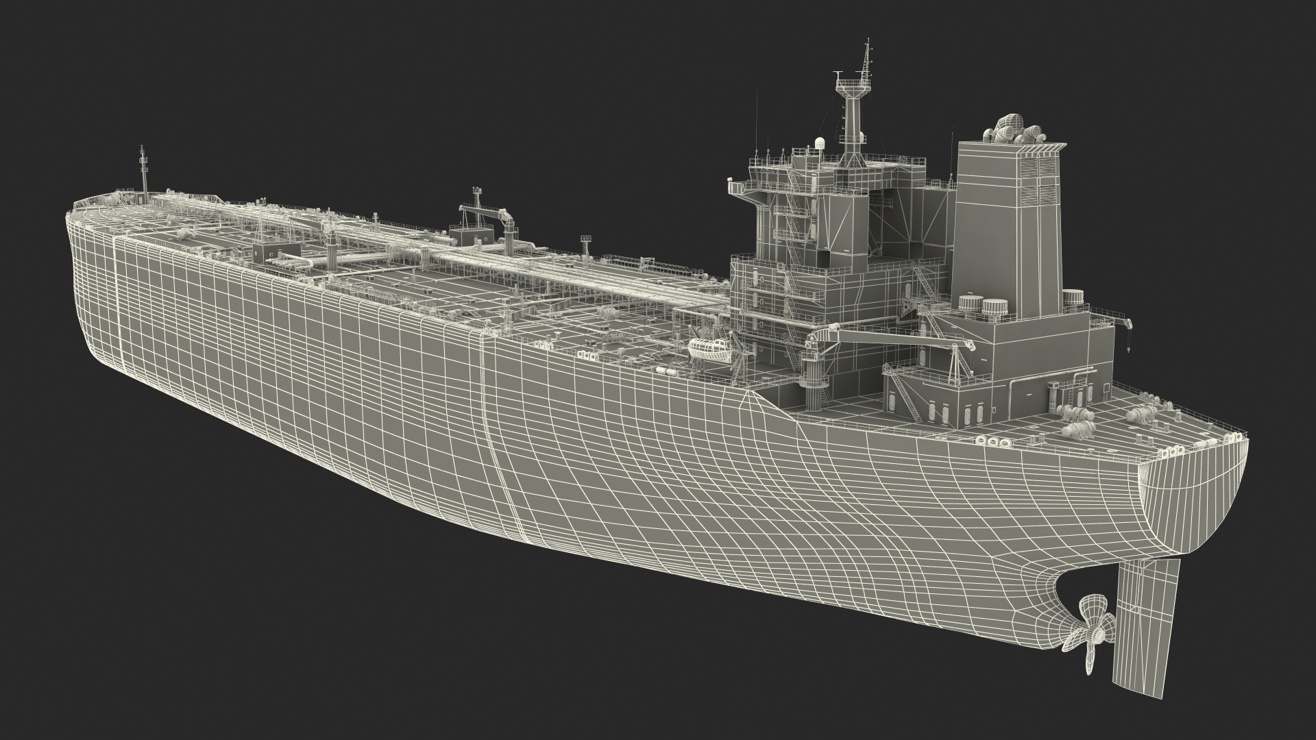 Cargo Oil Supertanker with Helicopter 3D