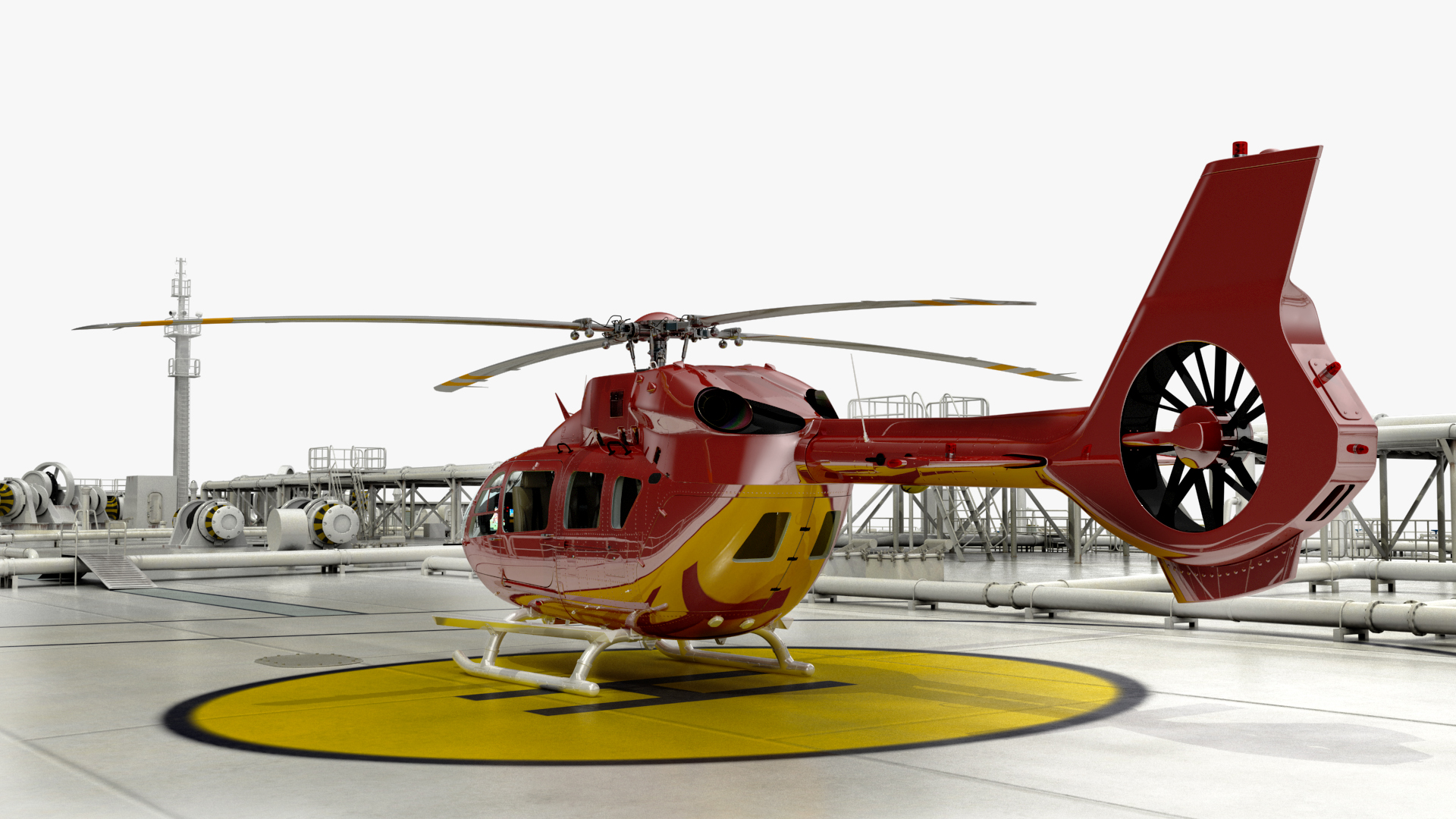 Cargo Oil Supertanker with Helicopter 3D