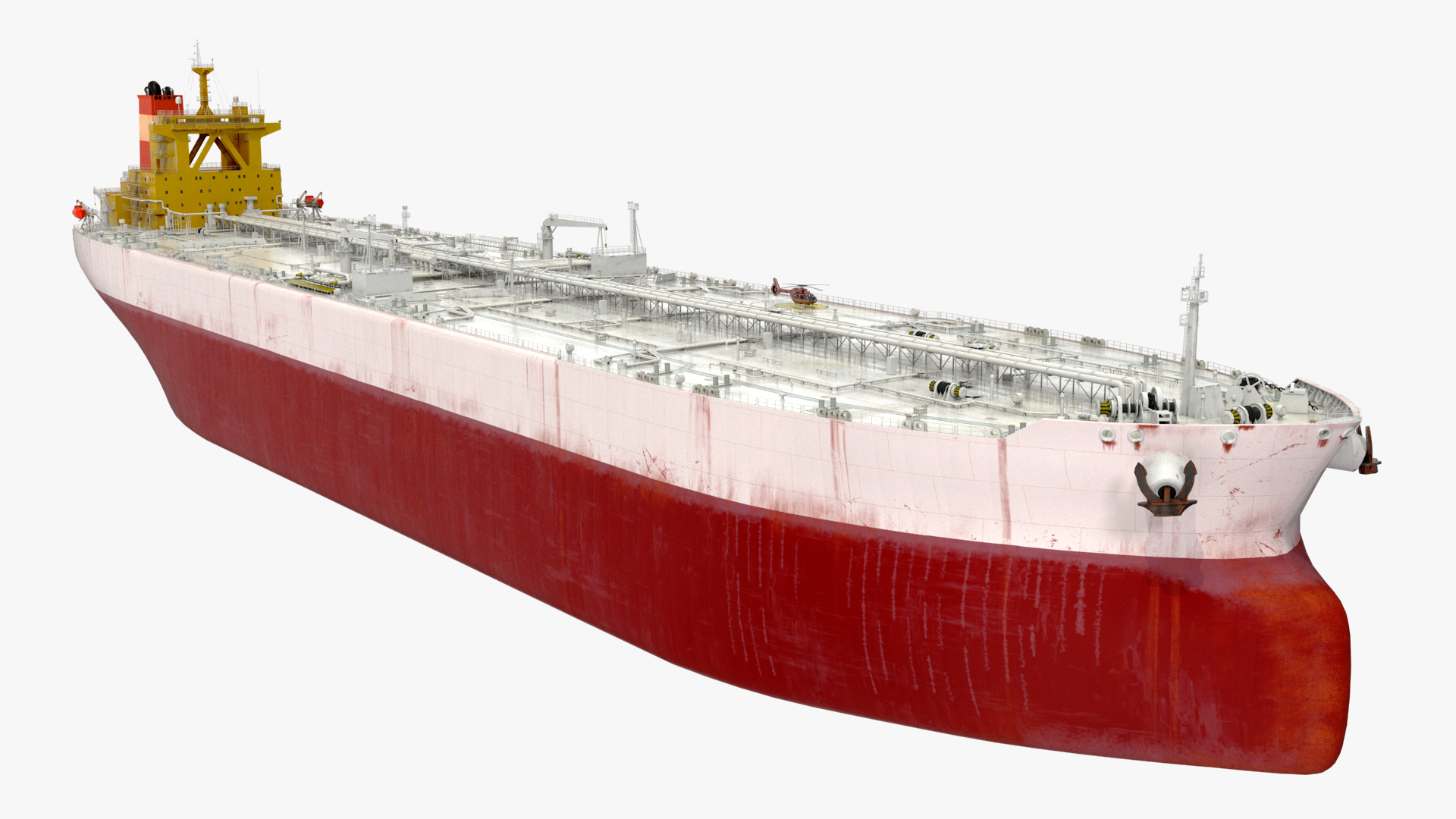 Cargo Oil Supertanker with Helicopter 3D