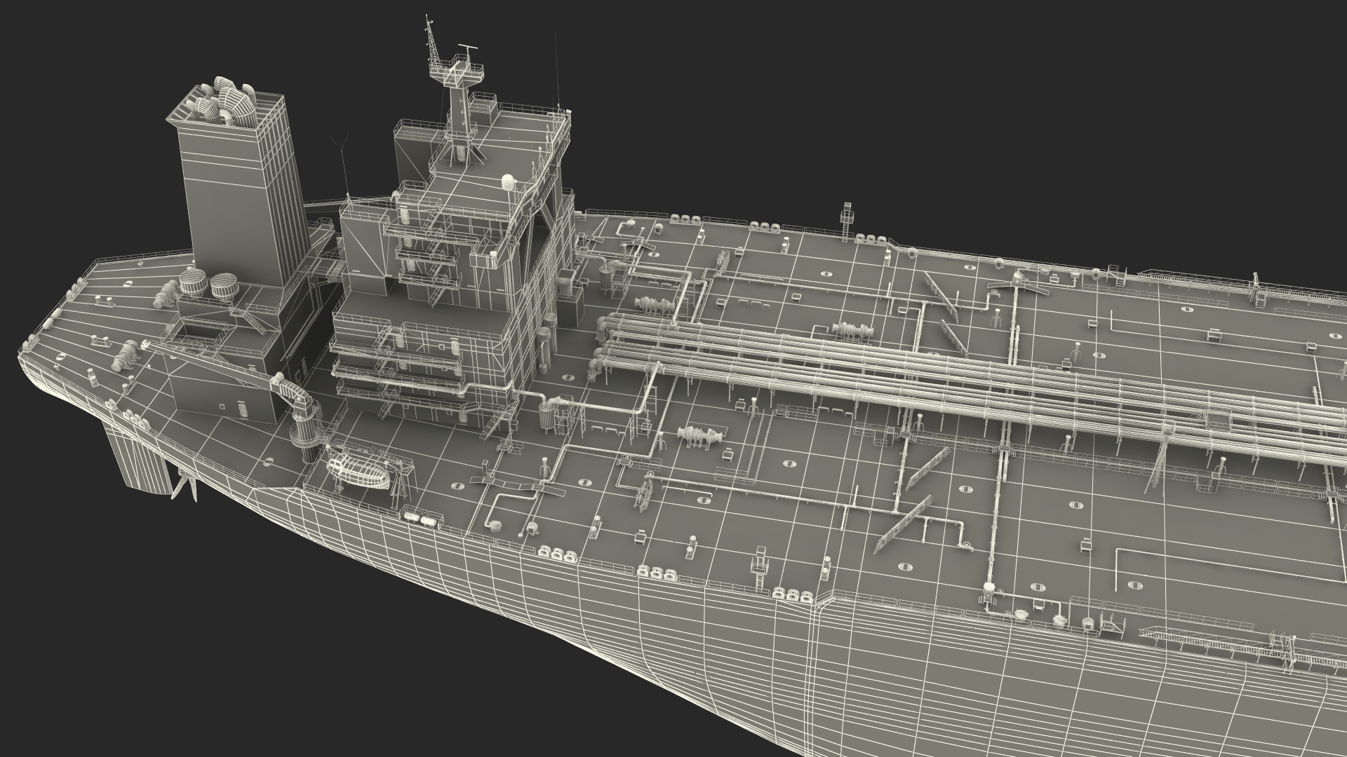 Cargo Oil Supertanker with Helicopter 3D