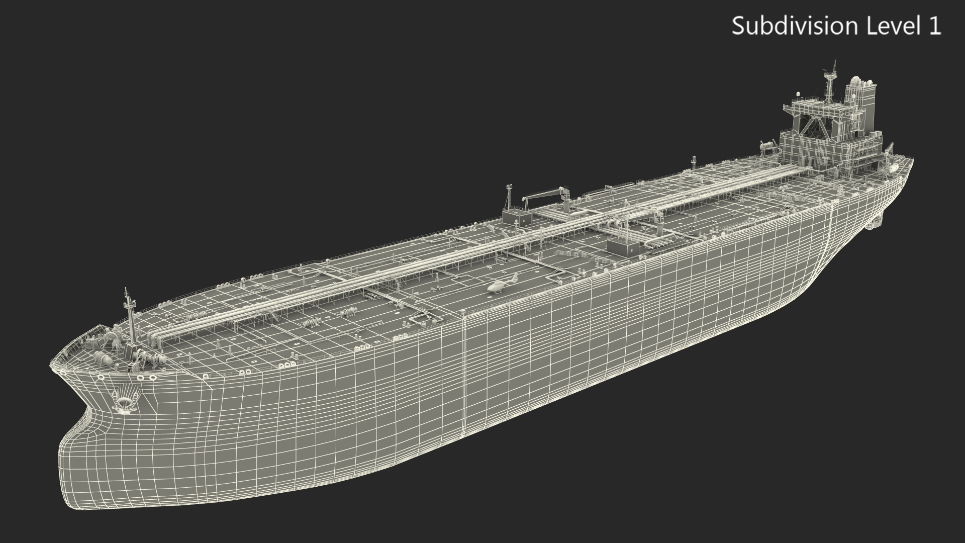 Cargo Oil Supertanker with Helicopter 3D