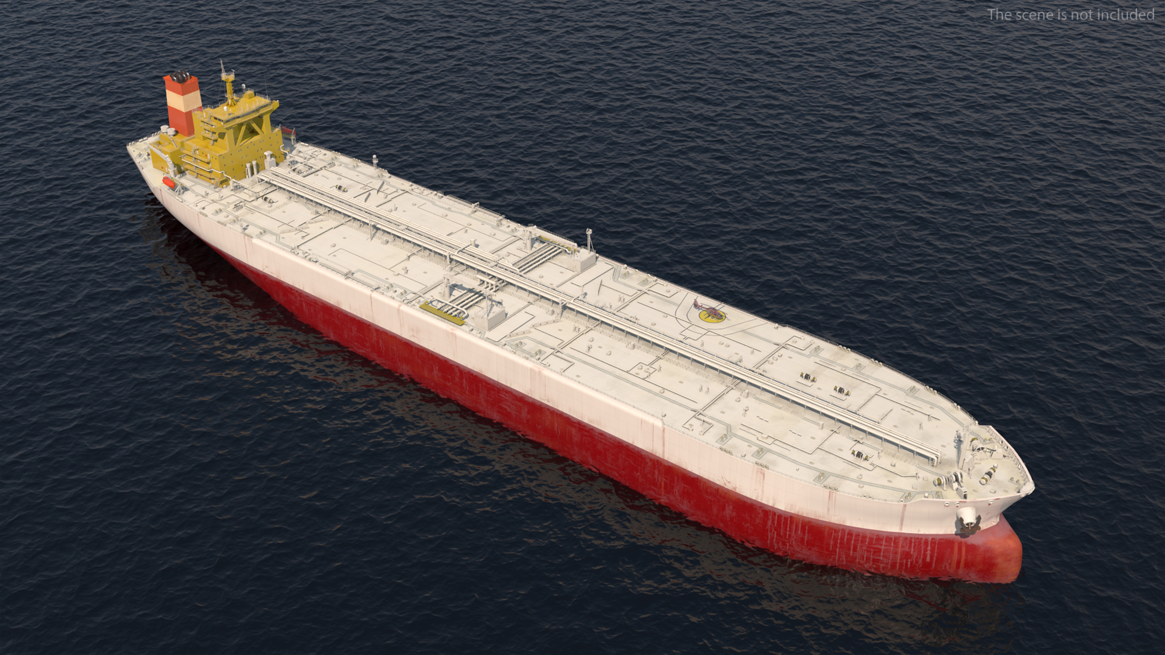 Cargo Oil Supertanker with Helicopter 3D