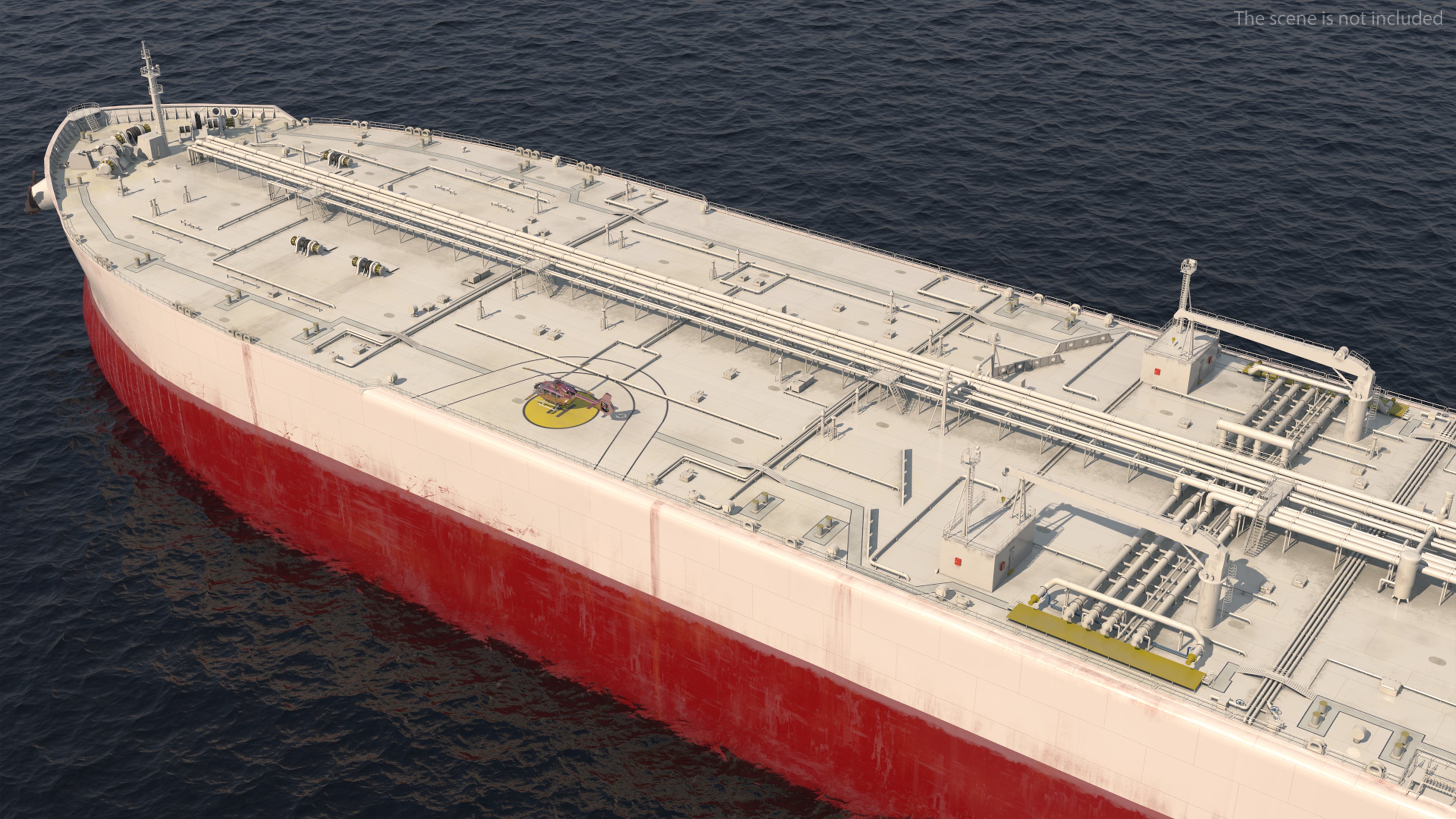 Cargo Oil Supertanker with Helicopter 3D