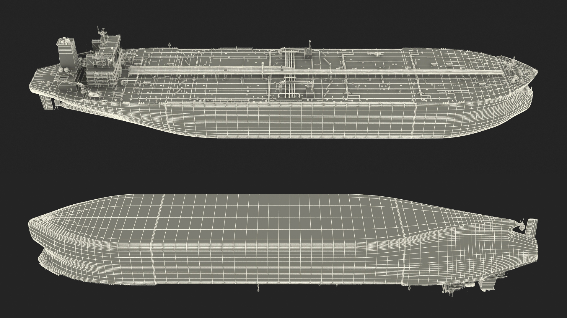 Cargo Oil Supertanker with Helicopter 3D