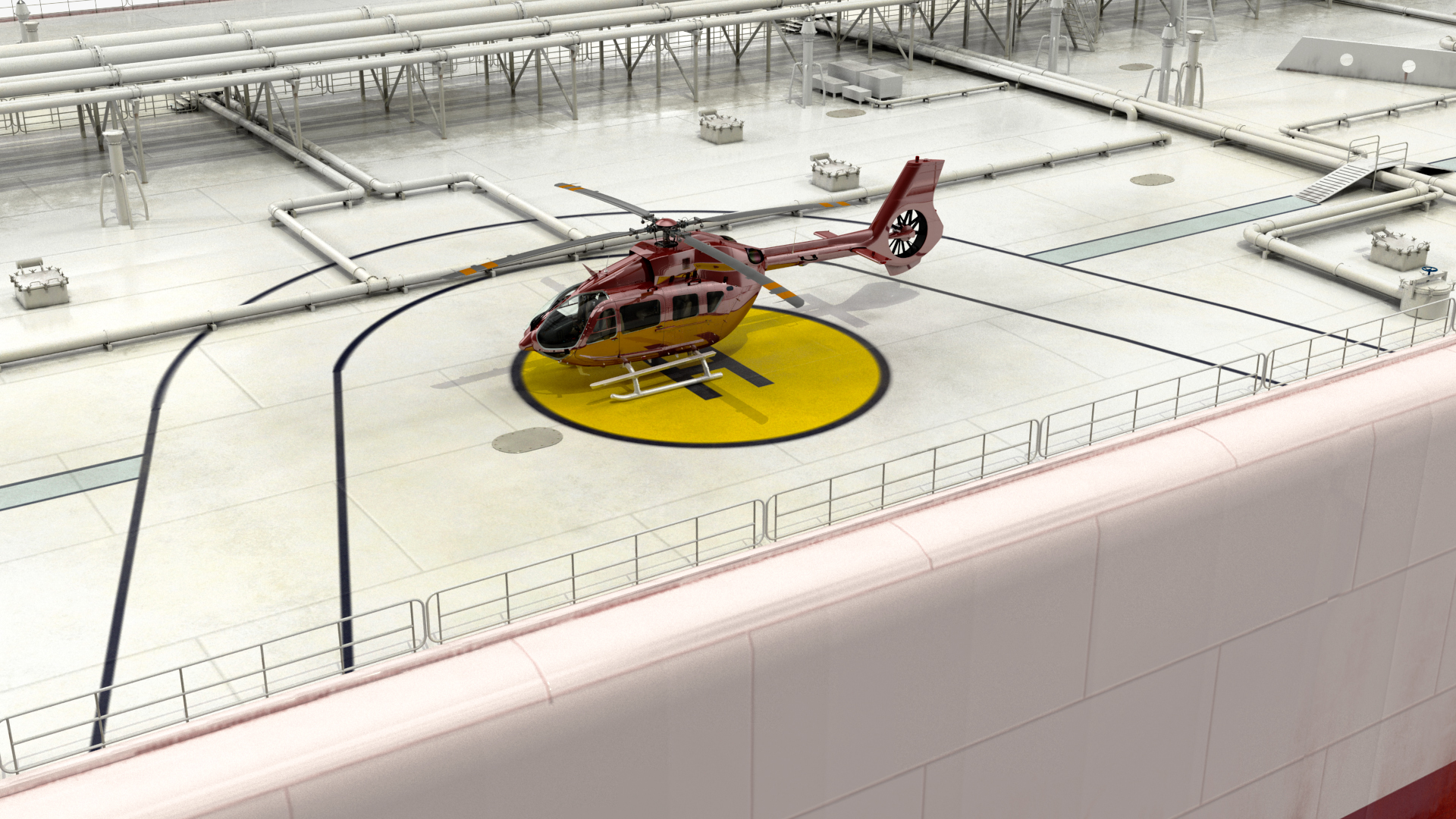 Cargo Oil Supertanker with Helicopter 3D