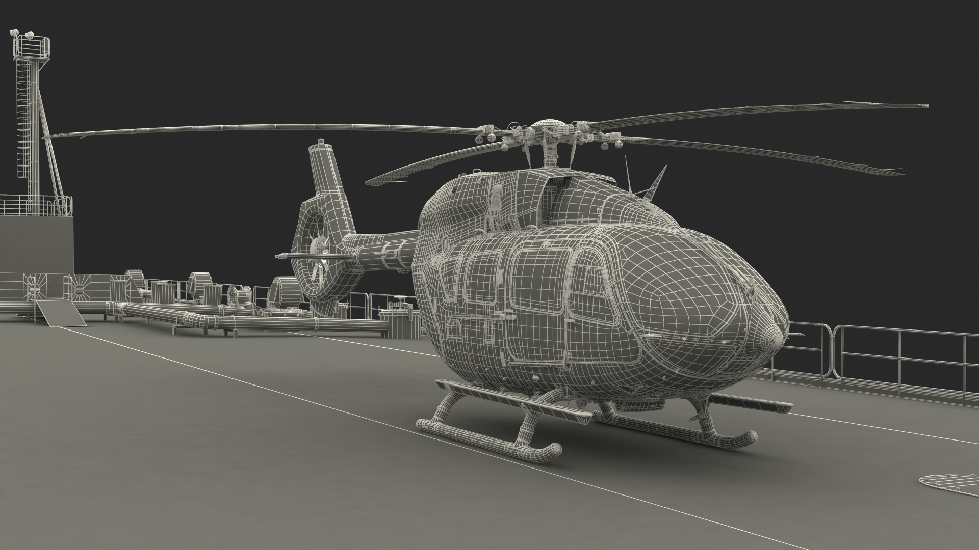 Cargo Oil Supertanker with Helicopter 3D
