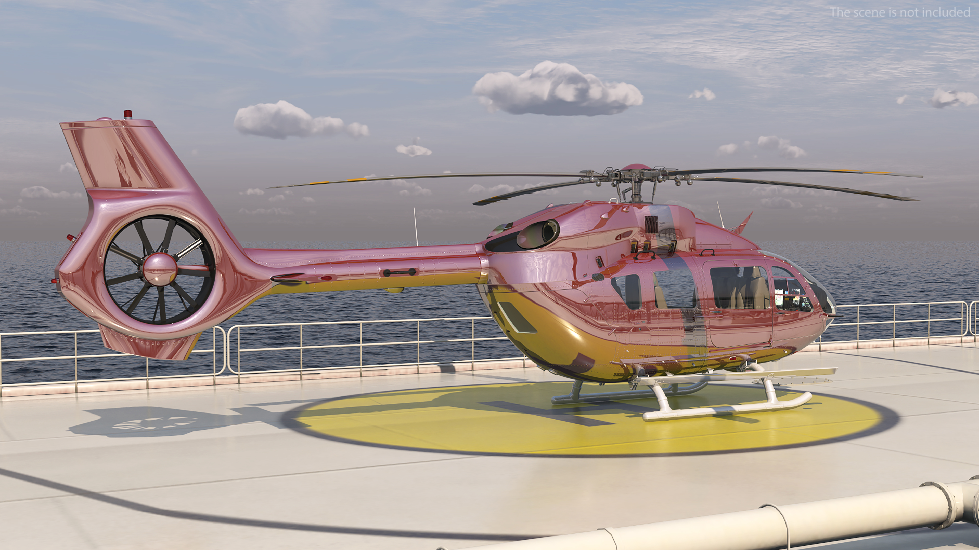 Cargo Oil Supertanker with Helicopter 3D