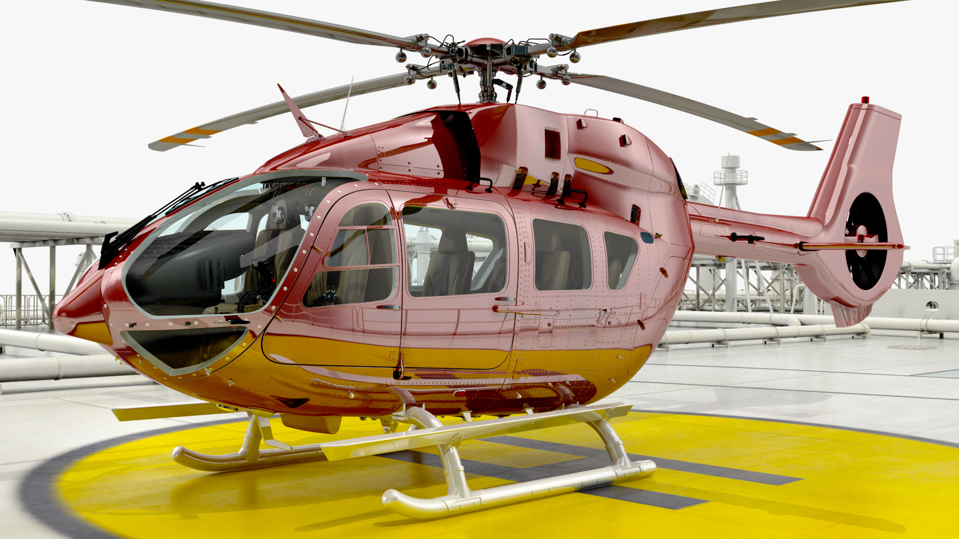 Cargo Oil Supertanker with Helicopter 3D