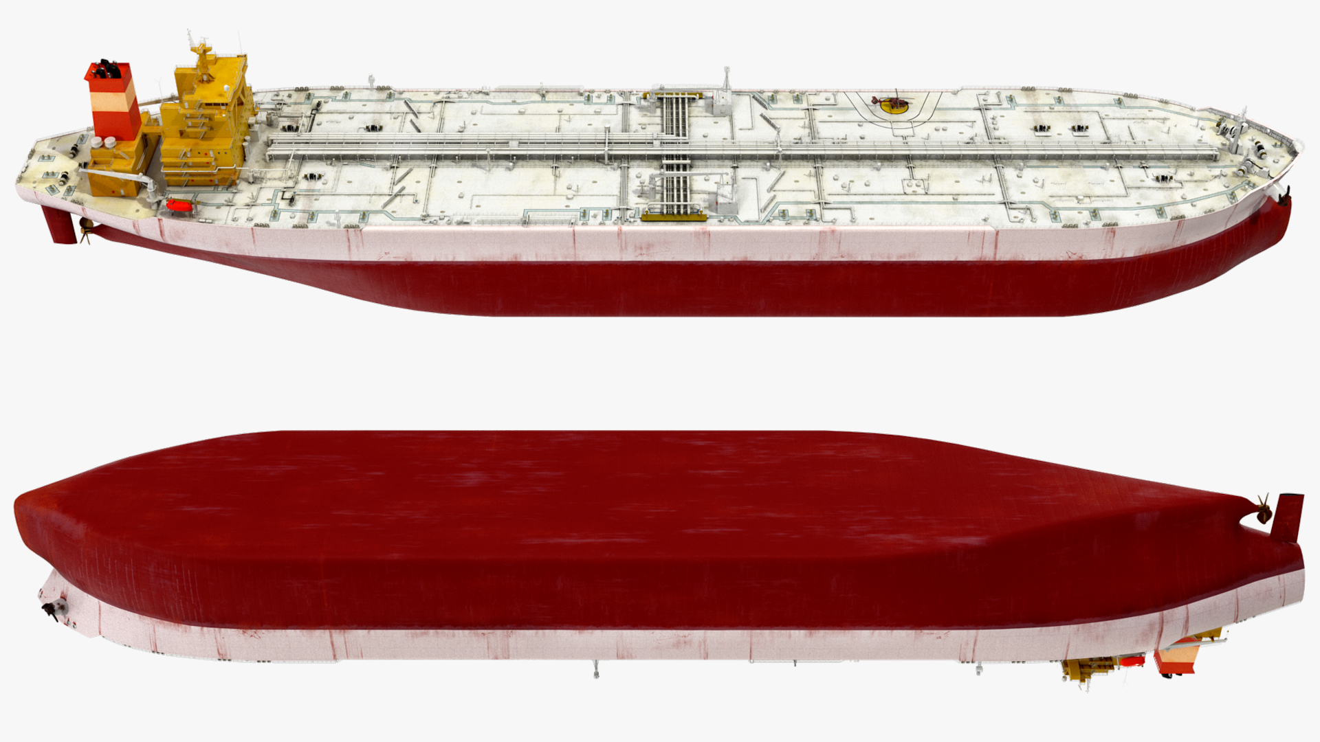 Cargo Oil Supertanker with Helicopter 3D
