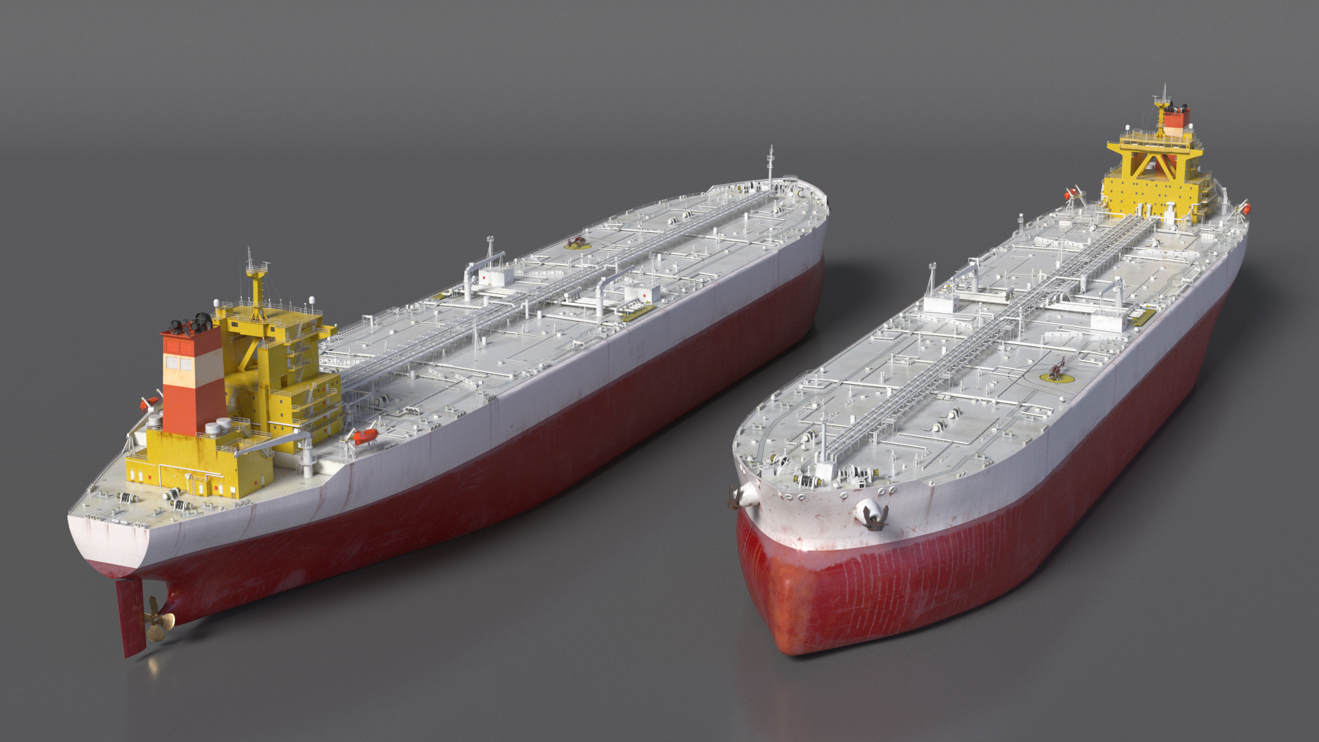 Cargo Oil Supertanker with Helicopter 3D