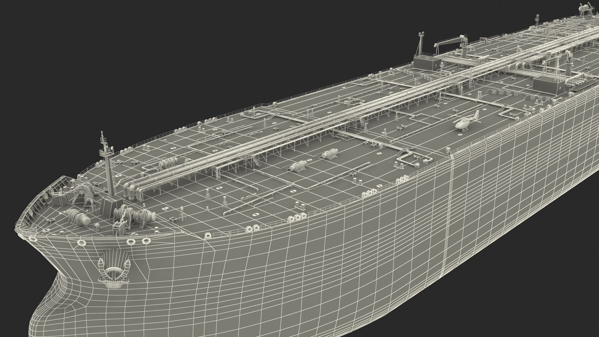 Cargo Oil Supertanker with Helicopter 3D