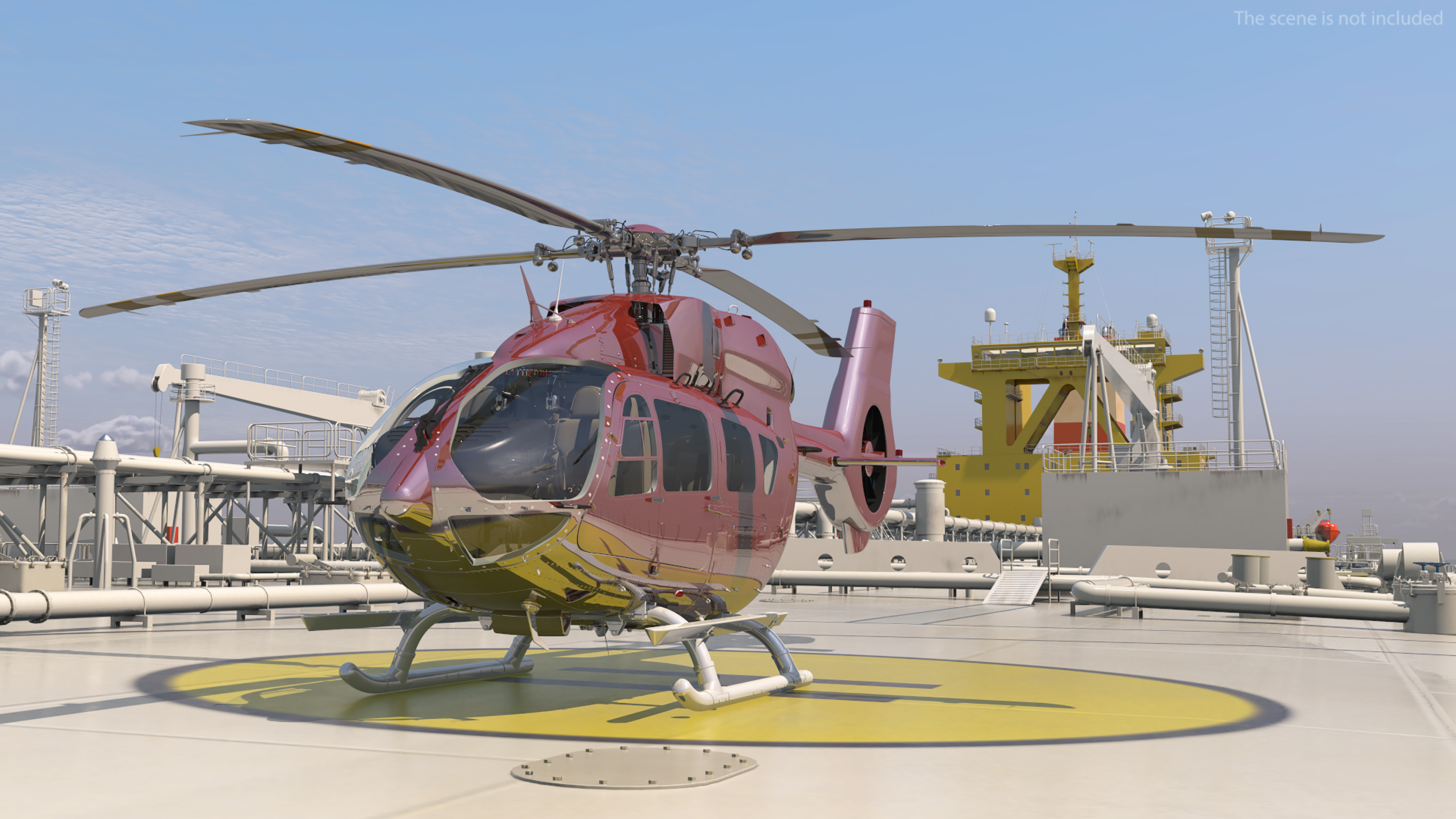 Cargo Oil Supertanker with Helicopter 3D
