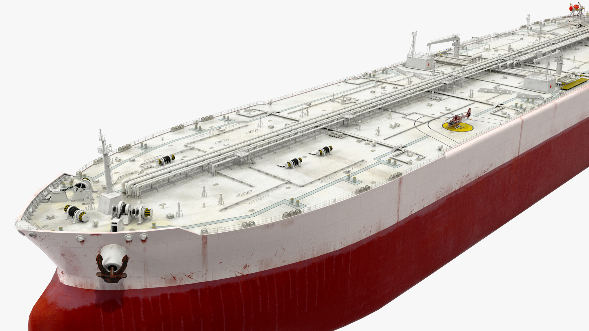 Cargo Oil Supertanker with Helicopter 3D