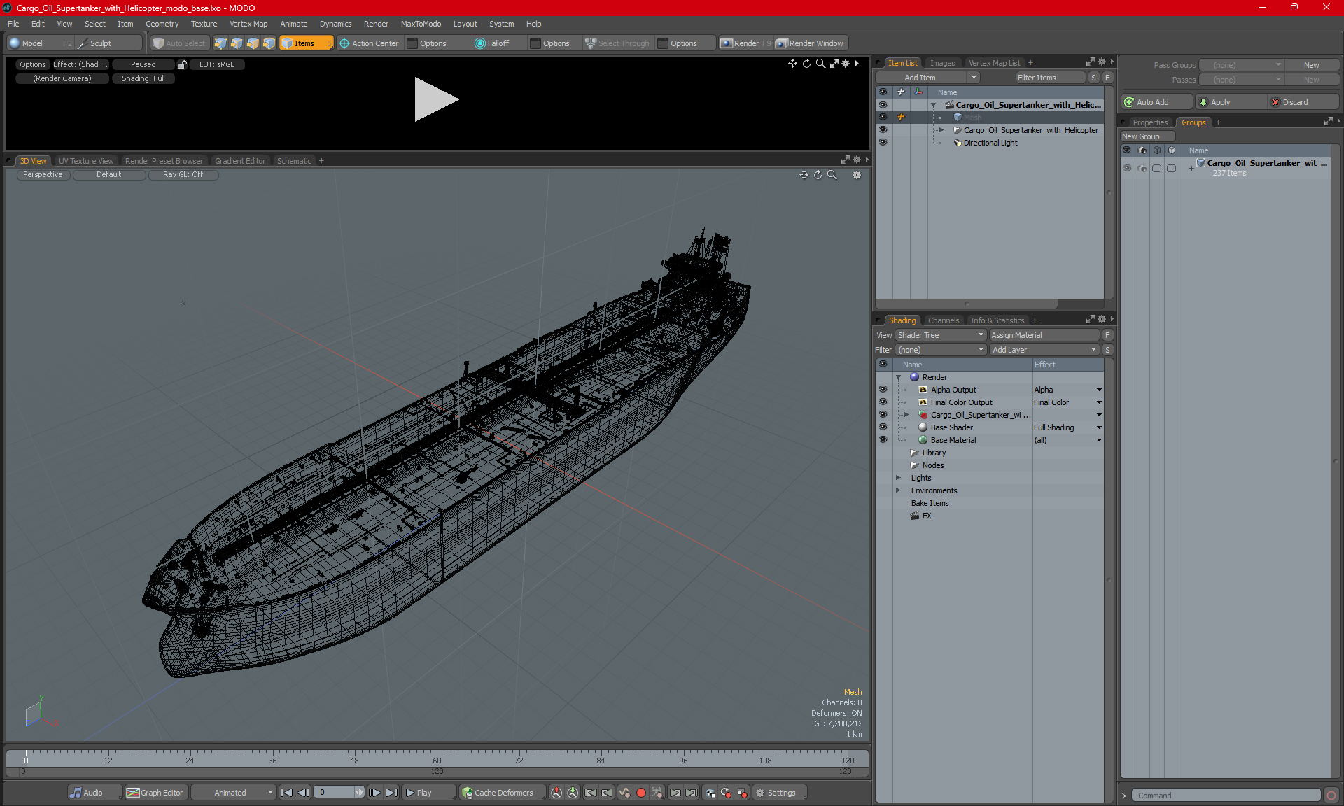 Cargo Oil Supertanker with Helicopter 3D