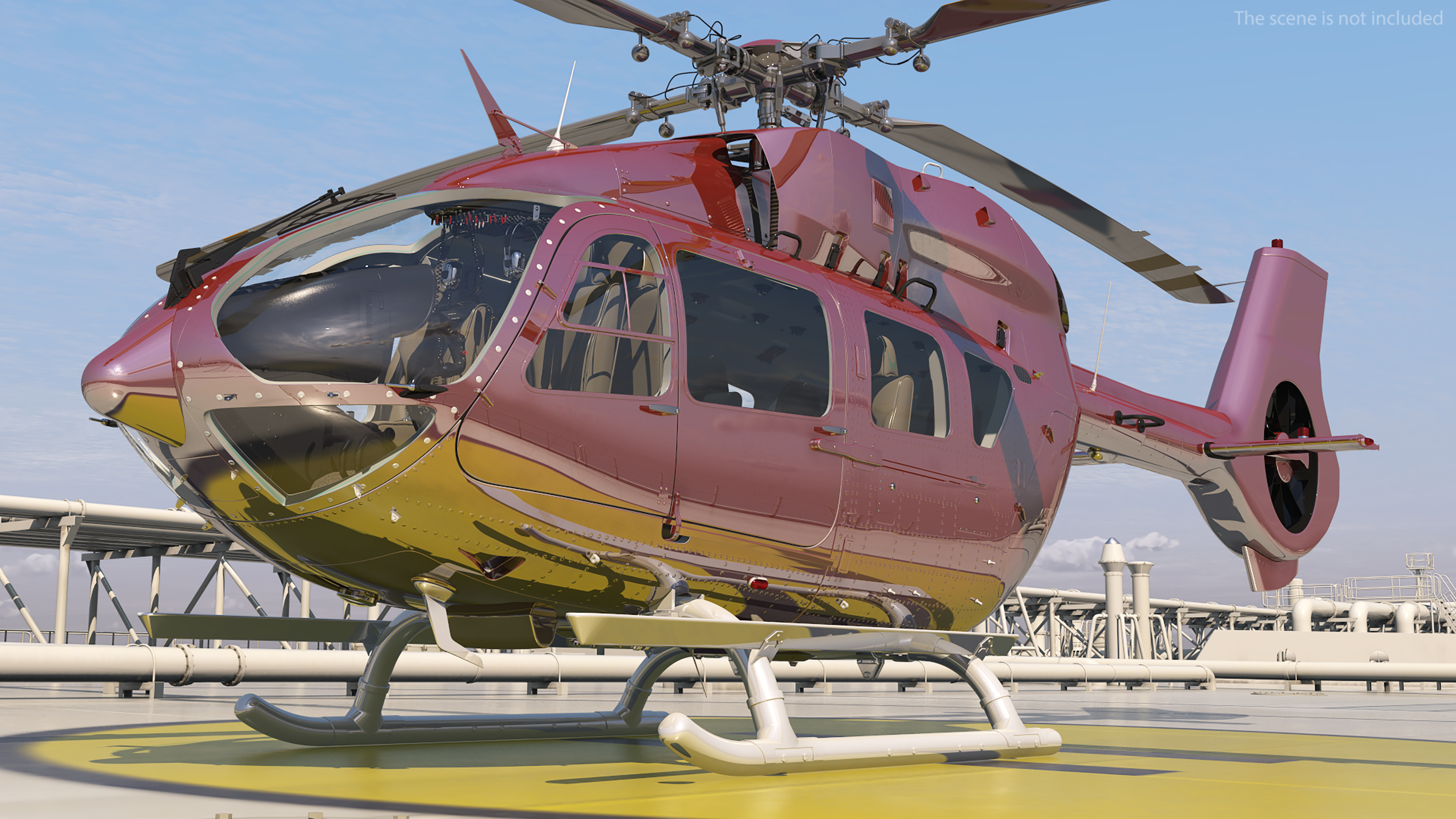 Cargo Oil Supertanker with Helicopter 3D