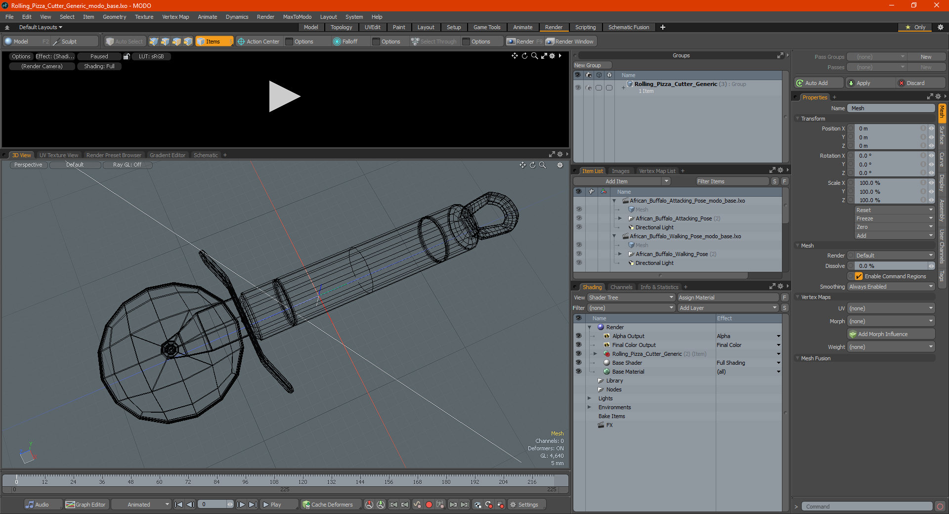Rostfrei Rolling Pizza Cutter 3D model