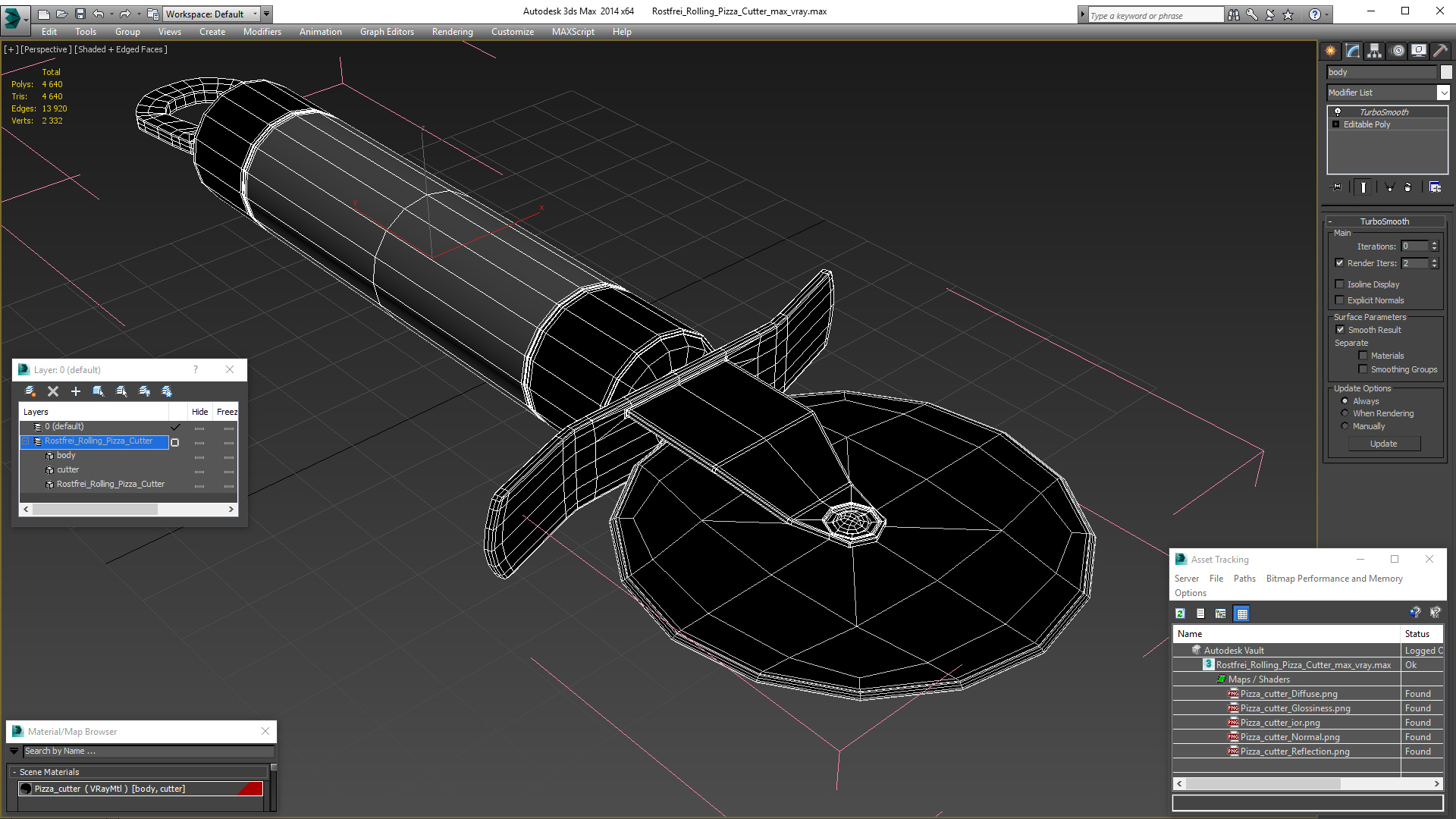 Rostfrei Rolling Pizza Cutter 3D model