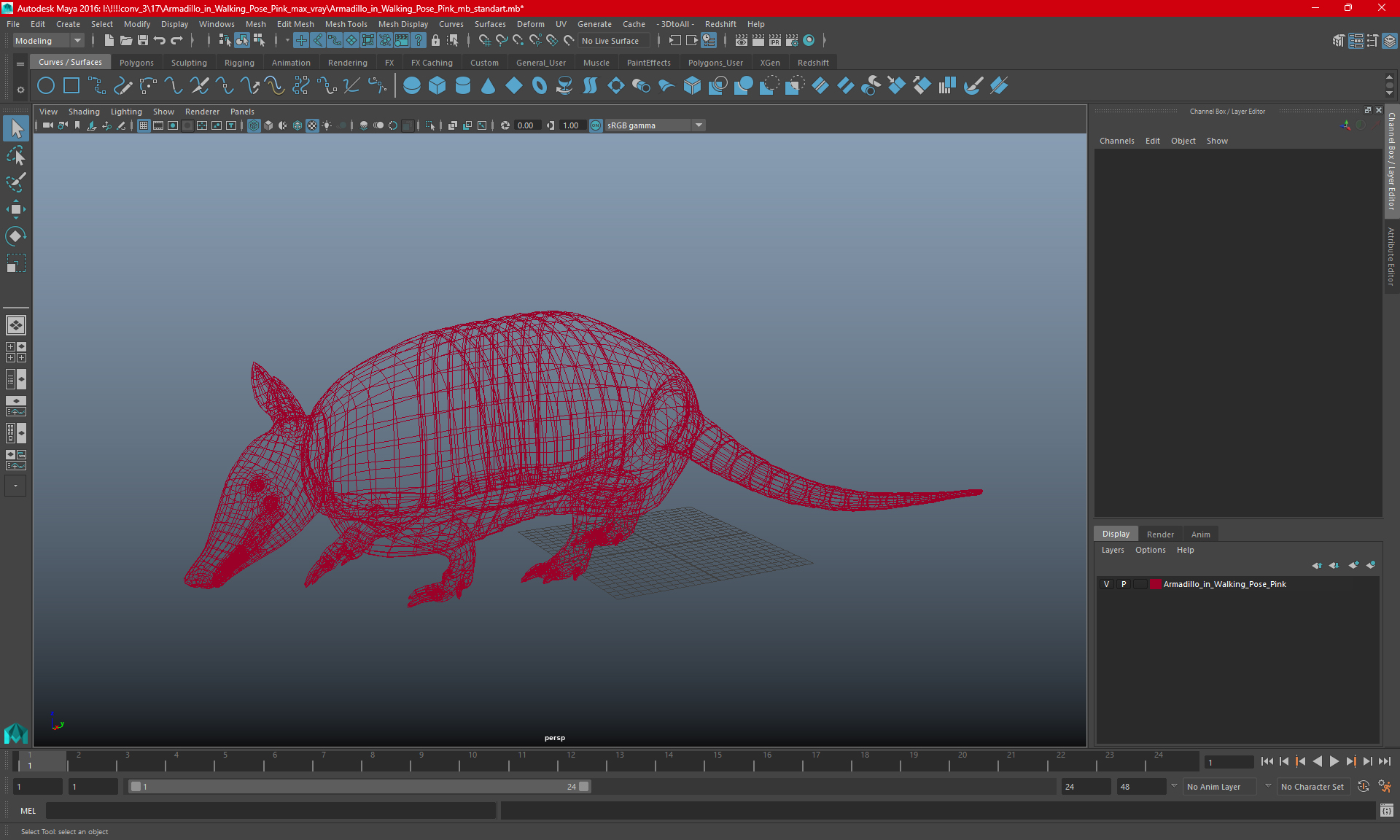 3D model Armadillo in Walking Pose Pink