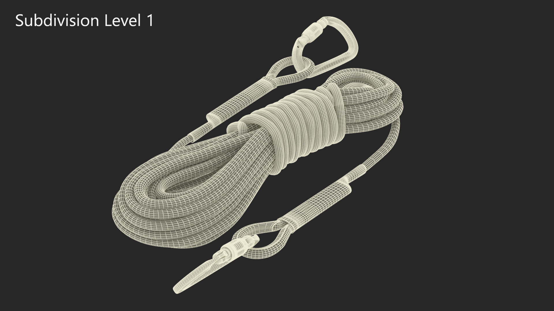 3D Climbing Rope with Carabiner model