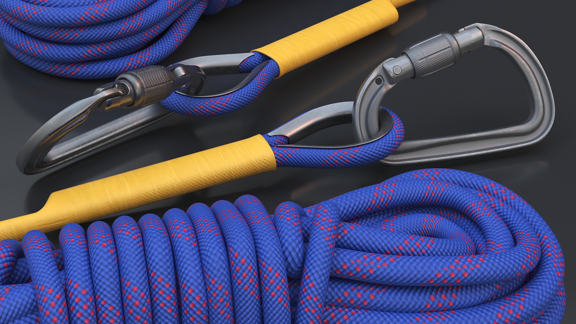 3D Climbing Rope with Carabiner model