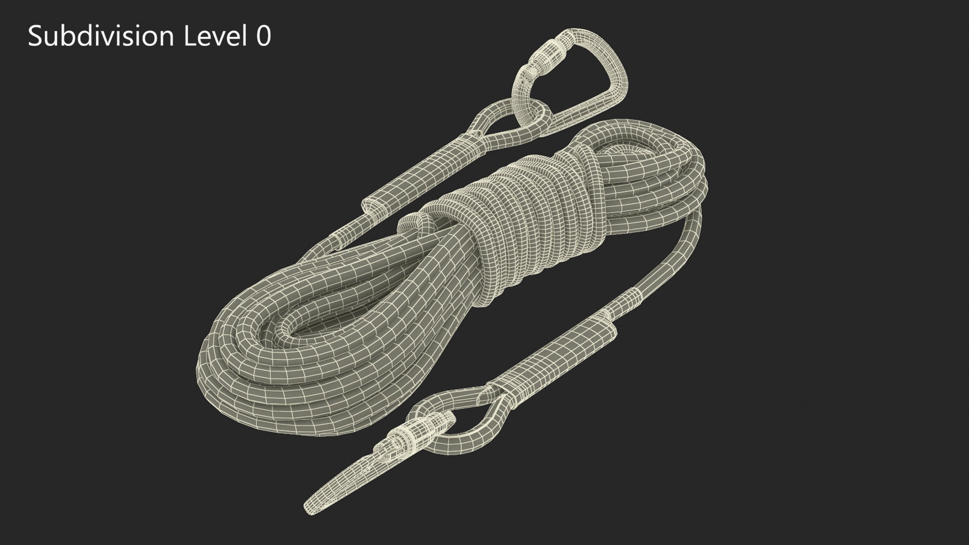3D Climbing Rope with Carabiner model