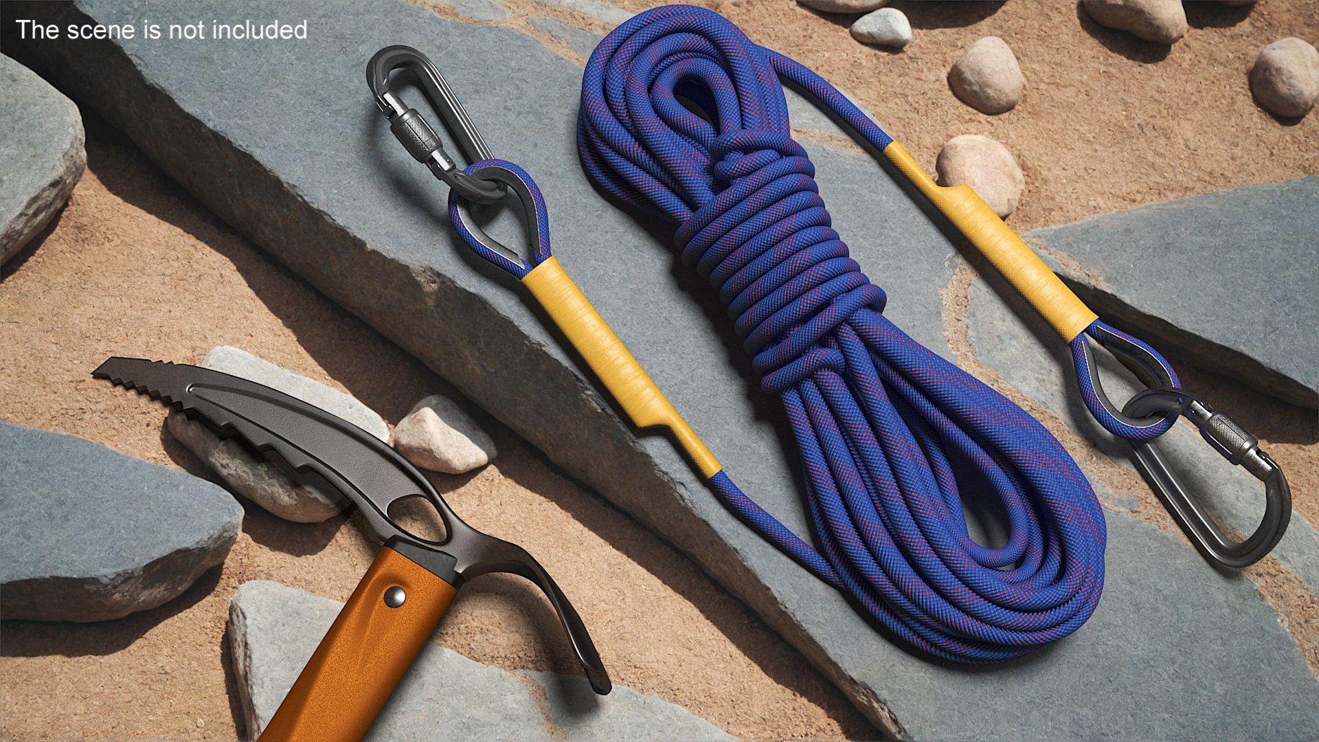 3D Climbing Rope with Carabiner model