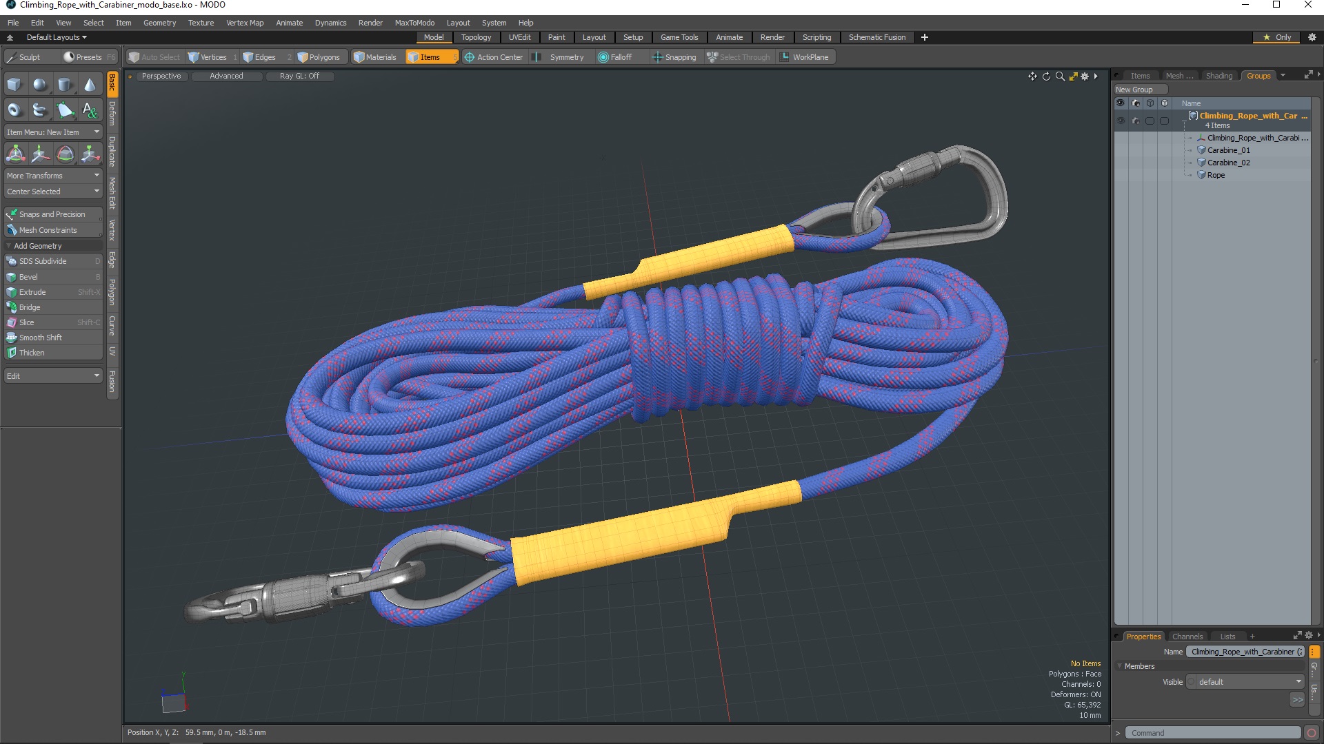 3D Climbing Rope with Carabiner model