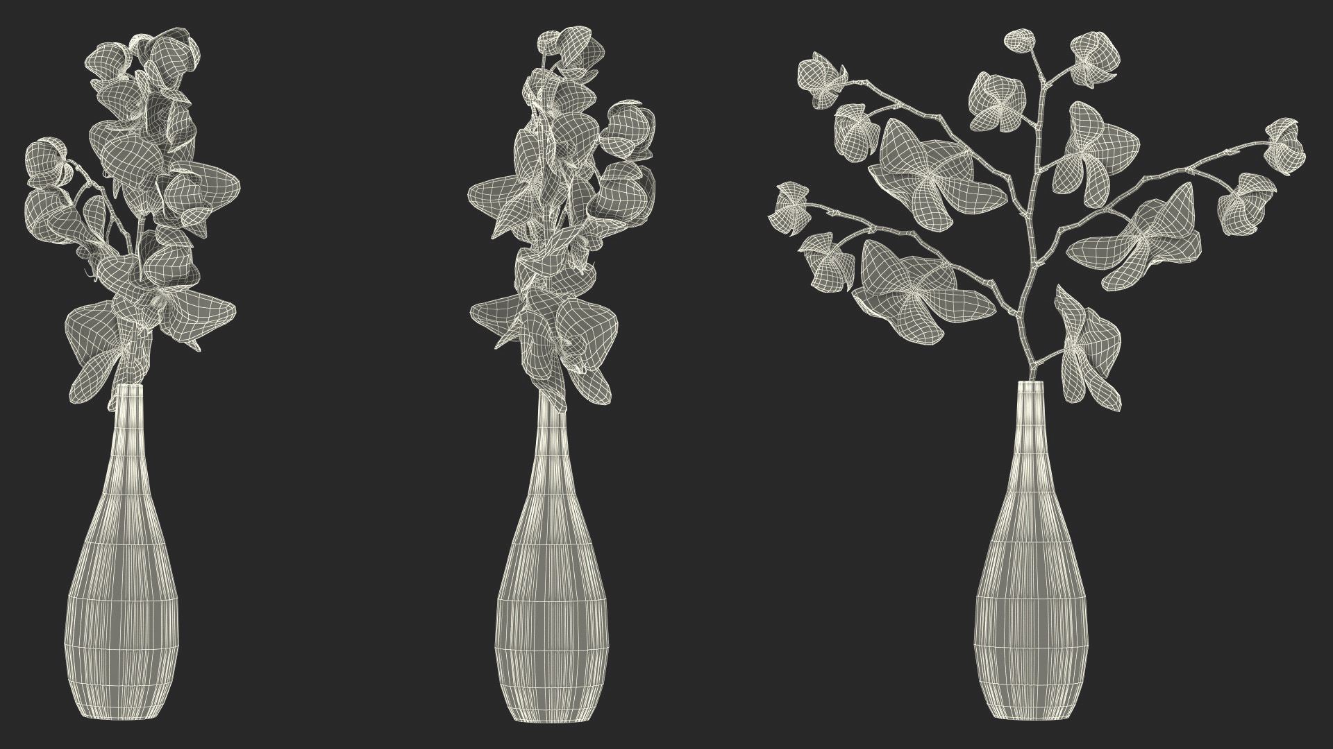 3D model Phalaenopsis Pink Orchid Stem in Ceramic Vase